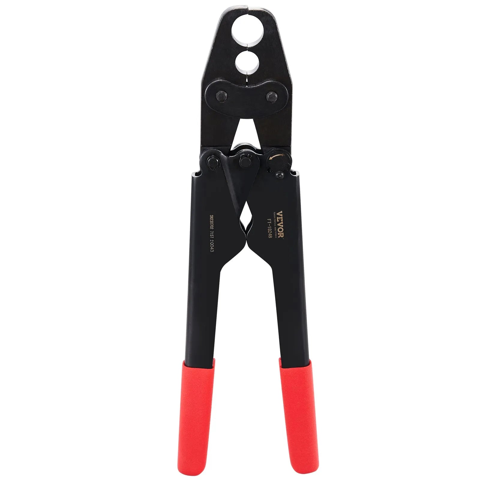 VEVOR PEX Crimping Tool, Dual Head Combo PEX Crimper Tool for 1/2" and 3/4" PEX Copper Crimp Rings, Compact Plumbing Crimp Tool with Go/No-Go Gauge, Well-Polished Jaw, Meets ASTM F1807 Standards