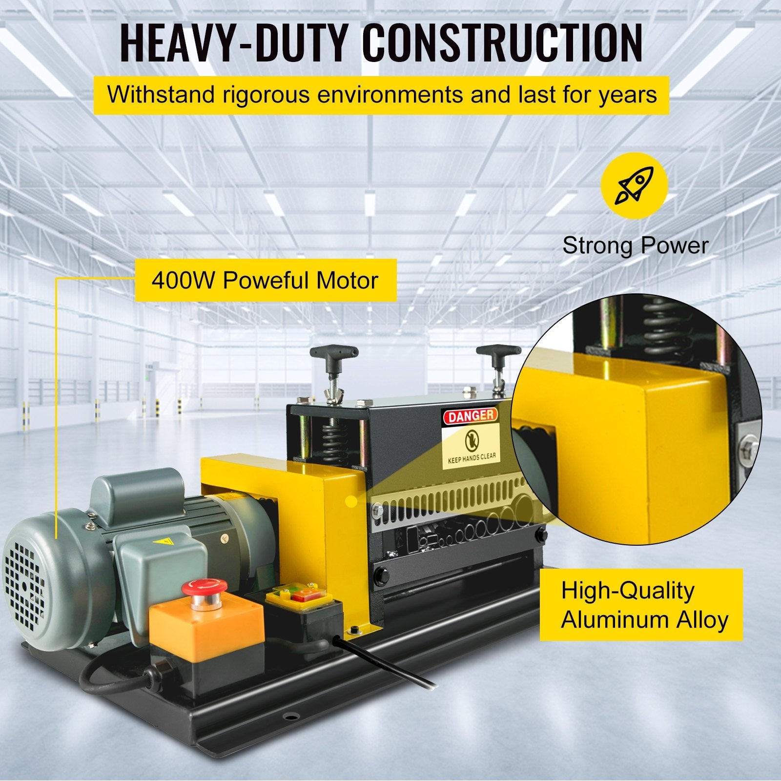 VEVOR Benchtop Automatic Wire Stripping Machine 1.5" Scrap Copper 10 Holes & Blades Motor Rated Speed 1400Rpm Wire Wire Stripping Machine for Scrap Copper Recycling