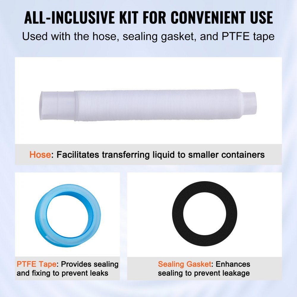 VEVOR Drum Pump, 9.5 oz. Per Stroke, Lever-Action Barrel Pump, Fits 5-55 Gallon Drums with 3-Section Suction Tube Assembly & Hose, Hand Operated, Designed to Transfer Water, Alcohol, Corrosive Liquids