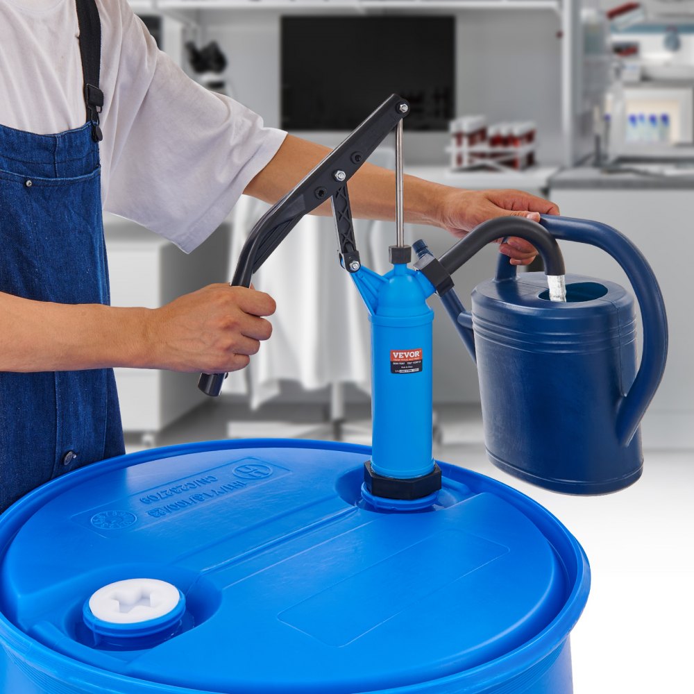 VEVOR Drum Pump, 9.5 oz. Per Stroke, Lever-Action Barrel Pump, Fits 5-55 Gallon Drums with 3-Section Suction Tube Assembly & Hose, Hand Operated, Designed to Transfer Water, Alcohol, Corrosive Liquids