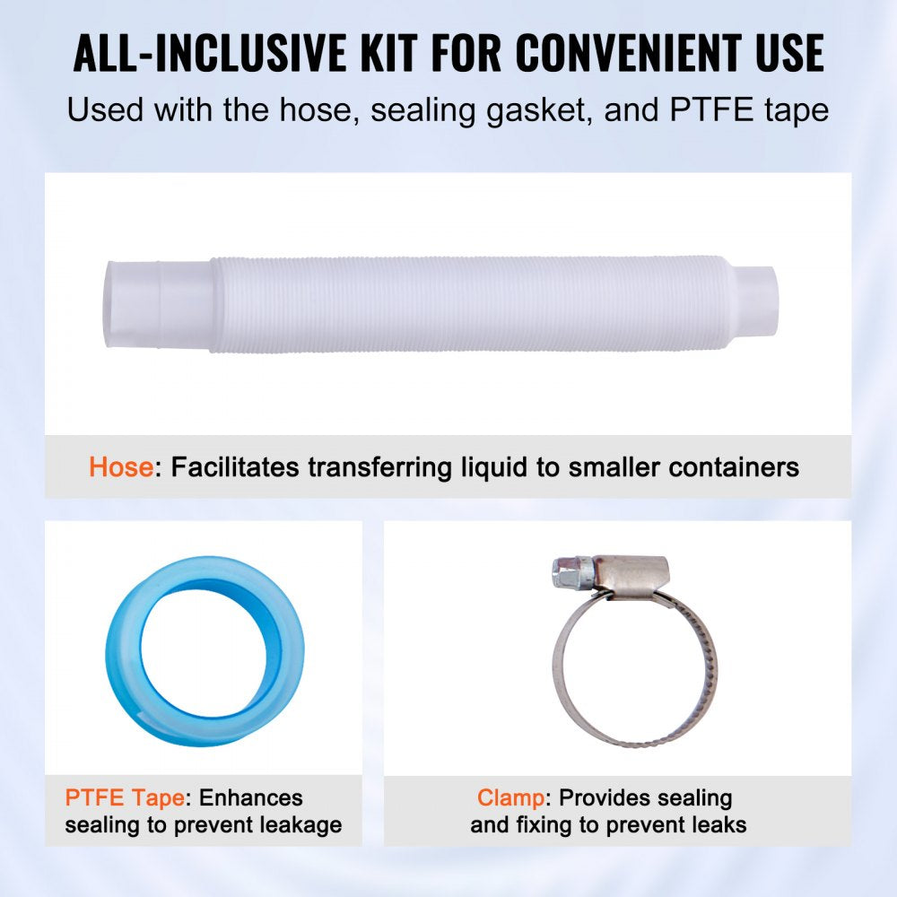 VEVOR Drum Pump, 6.5 GPM Flow, Rotary Barrel Pump Hand Crank, Fits 5 to 55 Gallon Drums with 3-Section Suction Tube Assembly and Hose, Designed for Fast Transfer of Water, Alcohol, Corrosive Liquids