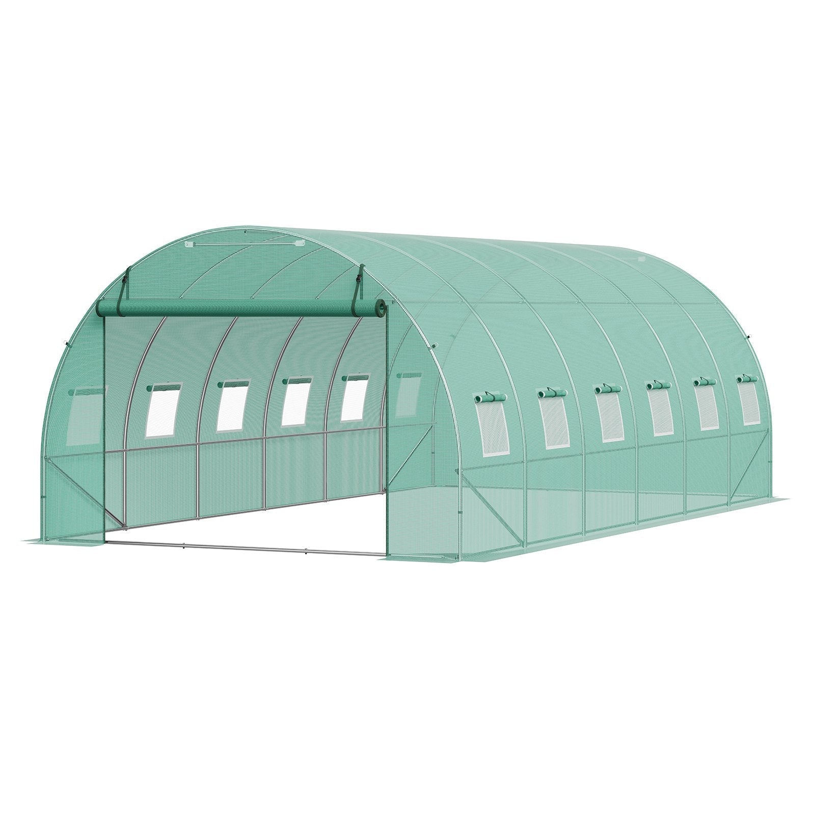 VEVOR Walk-in Tunnel Greenhouse 19.36x9.68x6.5ft Galvanized Frame PE Cover Green