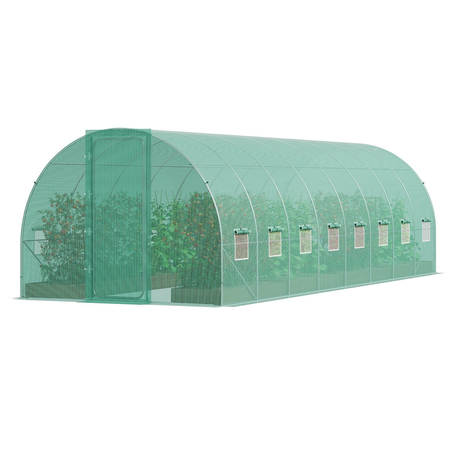 VEVOR Walk-in Tunnel Greenhouse 27.38x9.5x7.38ft Galvanized Frame PE Cover Green