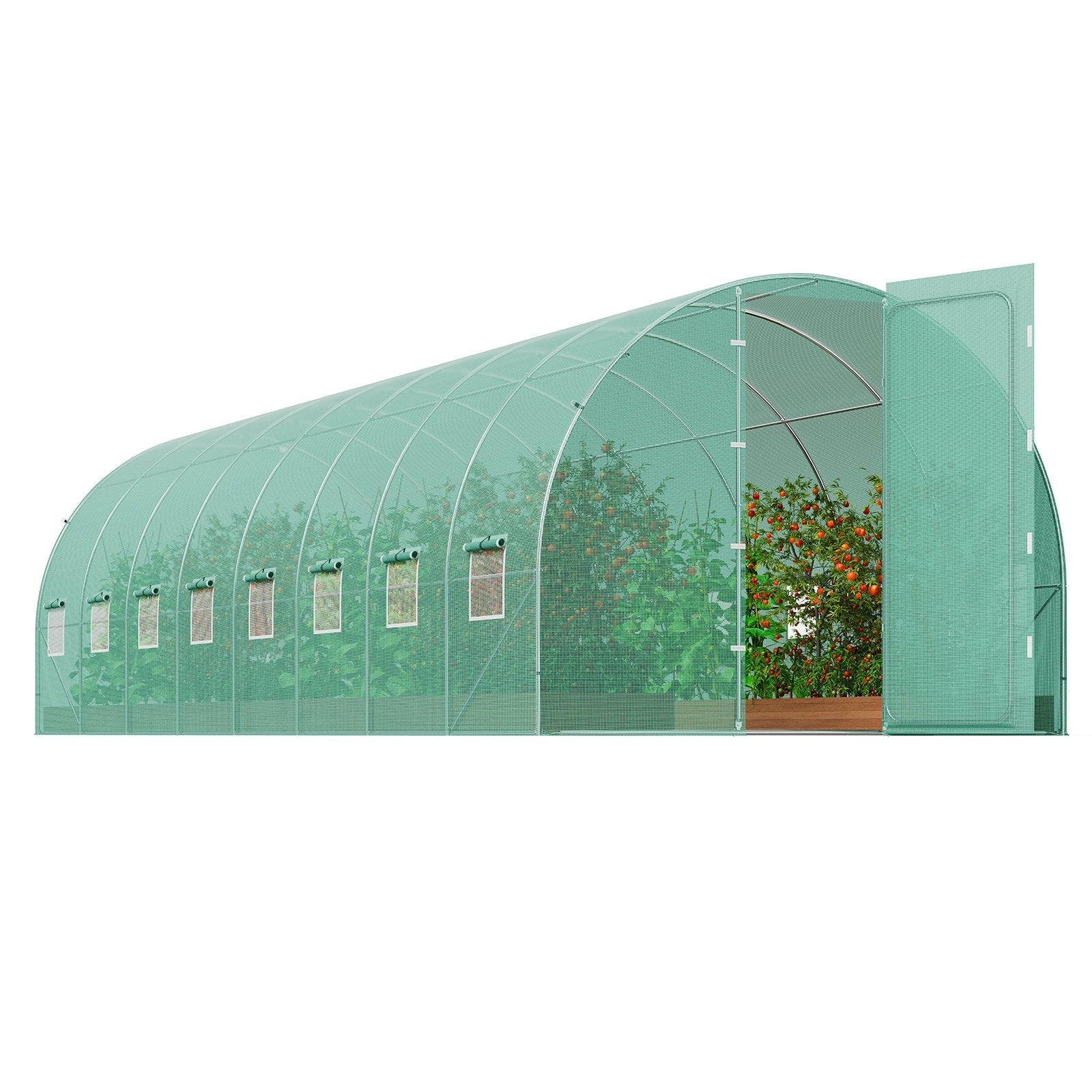 VEVOR Walk-in Tunnel Greenhouse 27.38x9.5x7.38ft Galvanized Frame PE Cover Green