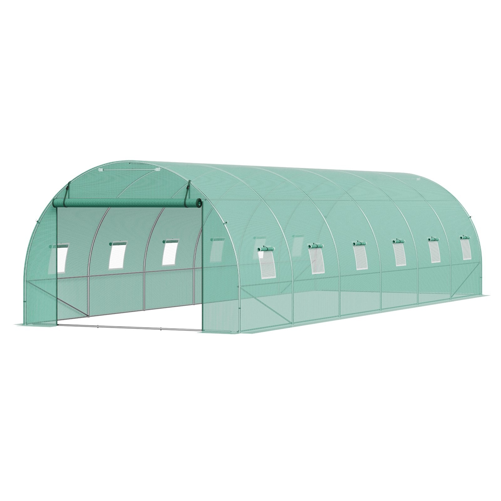 VEVOR Walk-in Tunnel Greenhouse 29.2x9.7x6.5ft Galvanized Frame PE Cover Green