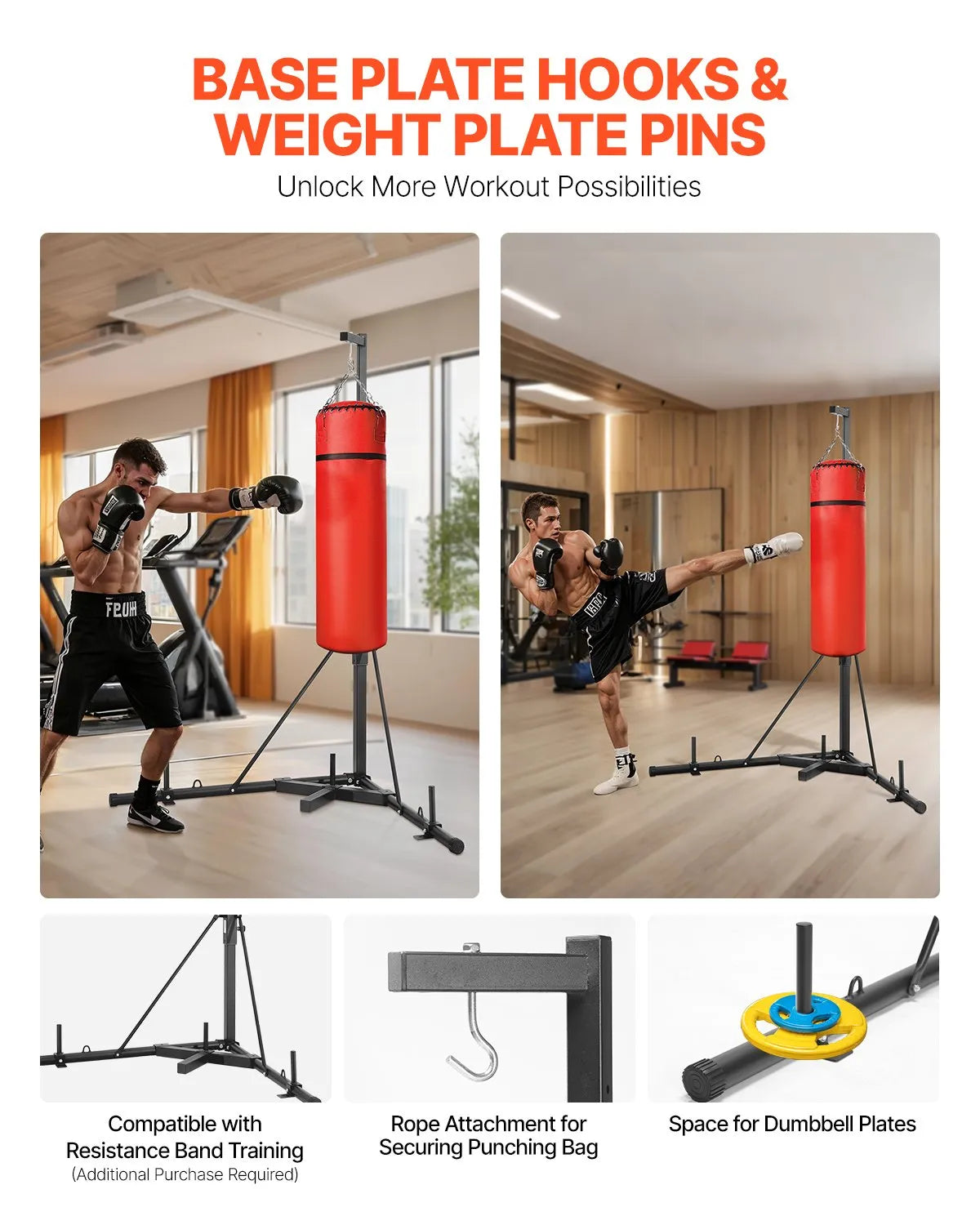 VEVOR Heavy Duty Punching Bag Frame Boxing Fitness Stand Steel Adjustable Height