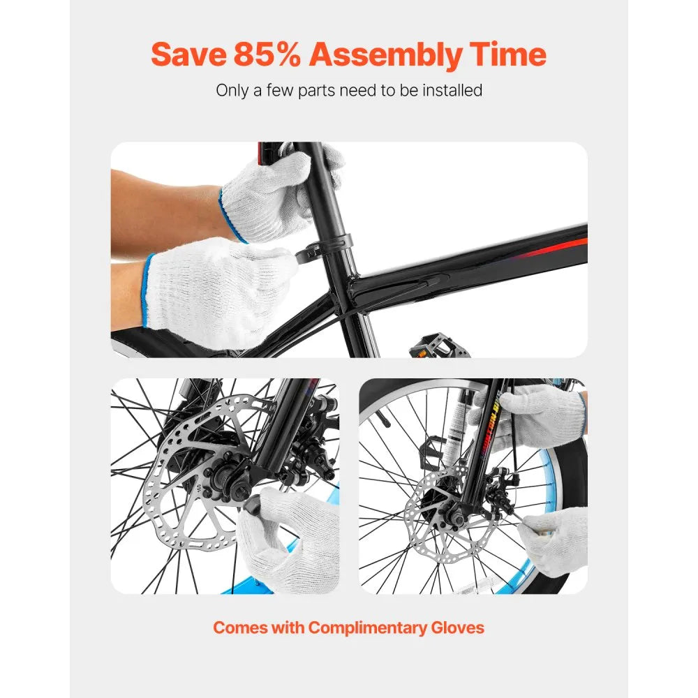 VEVOR 20” Kids Mountain Bike – 7-Speed Fat Tire MTB with Dual Disc Brakes