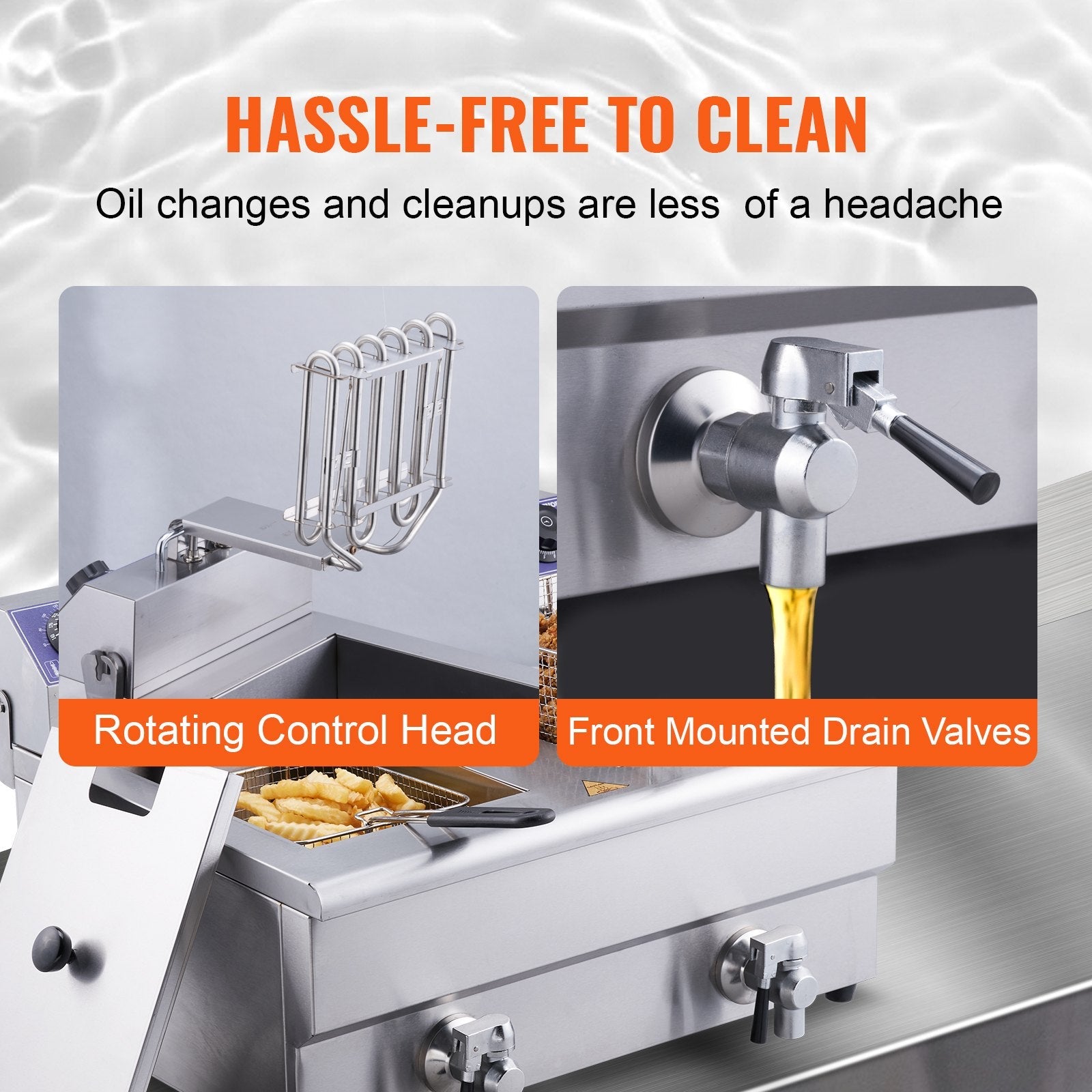 VEVOR Commercial Electric Deep Fryer, 24L 3000W Dual Removable Basket, Stainless Steel Electric Countertop Fryer with Time Control and Oil Filtration, Deep Fryer for Commercial Restaurant Use, Silver