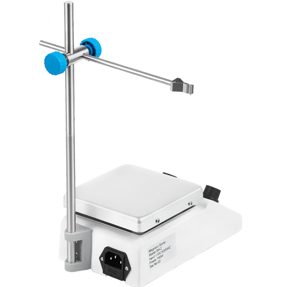 VEVOR SH-2 Magnetic Stirrer, 0-2000 RPM, 1000ml Mixing Capacity Laboratory Magnetic Stirrer Hotplate w/Stand, 180W Heating Power ? 380°C Max Heating Temperature, for Lab Liquid Mixing Heating