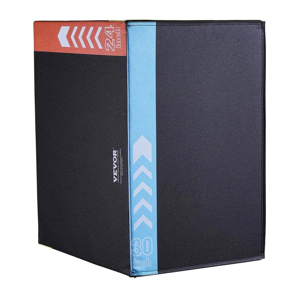 VEVOR 3 in 1 Plyometric Jump Box, 30/24/20 Inch Cotton Plyo Box, Platform & Jumping Agility Box, Anti-Slip Fitness Exercise Step Up Box for Home Gym Training, Conditioning Strength Training, Black