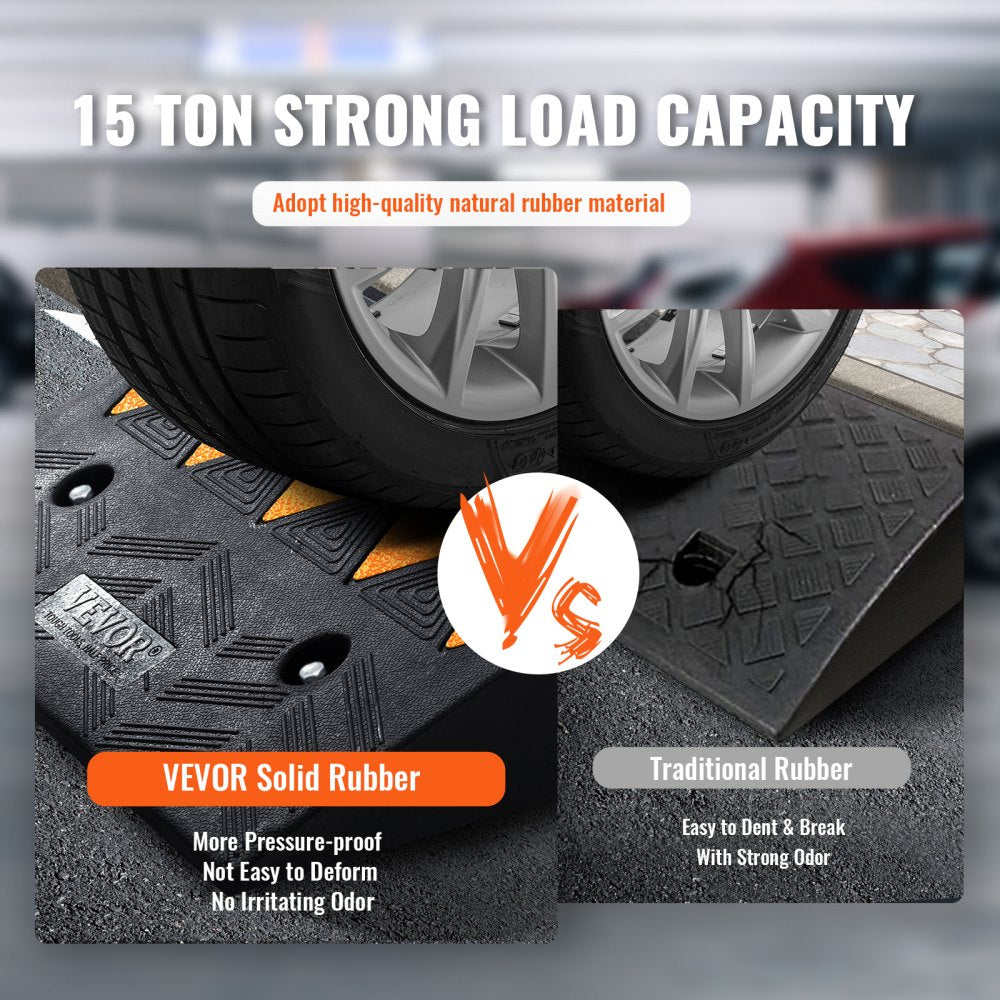 VEVOR Rubber Curb Ramp 2 Pack, 5" Rise Height Heavy-Duty 33069 lbs/15 T Capacity Threshold Ramps, Driveway Ramps with Stable Grid Structure for Cars, Wheelchairs, Bikes, Motorcycles