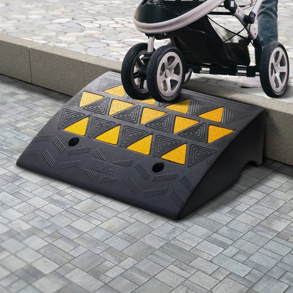VEVOR Rubber Curb Ramp 2 Pack, 6" Rise Height Heavy-Duty 33069 lbs/15 T Capacity Threshold Ramps, Driveway Ramps with Stable Grid Structure for Cars, Wheelchairs, Bikes, Motorcycles