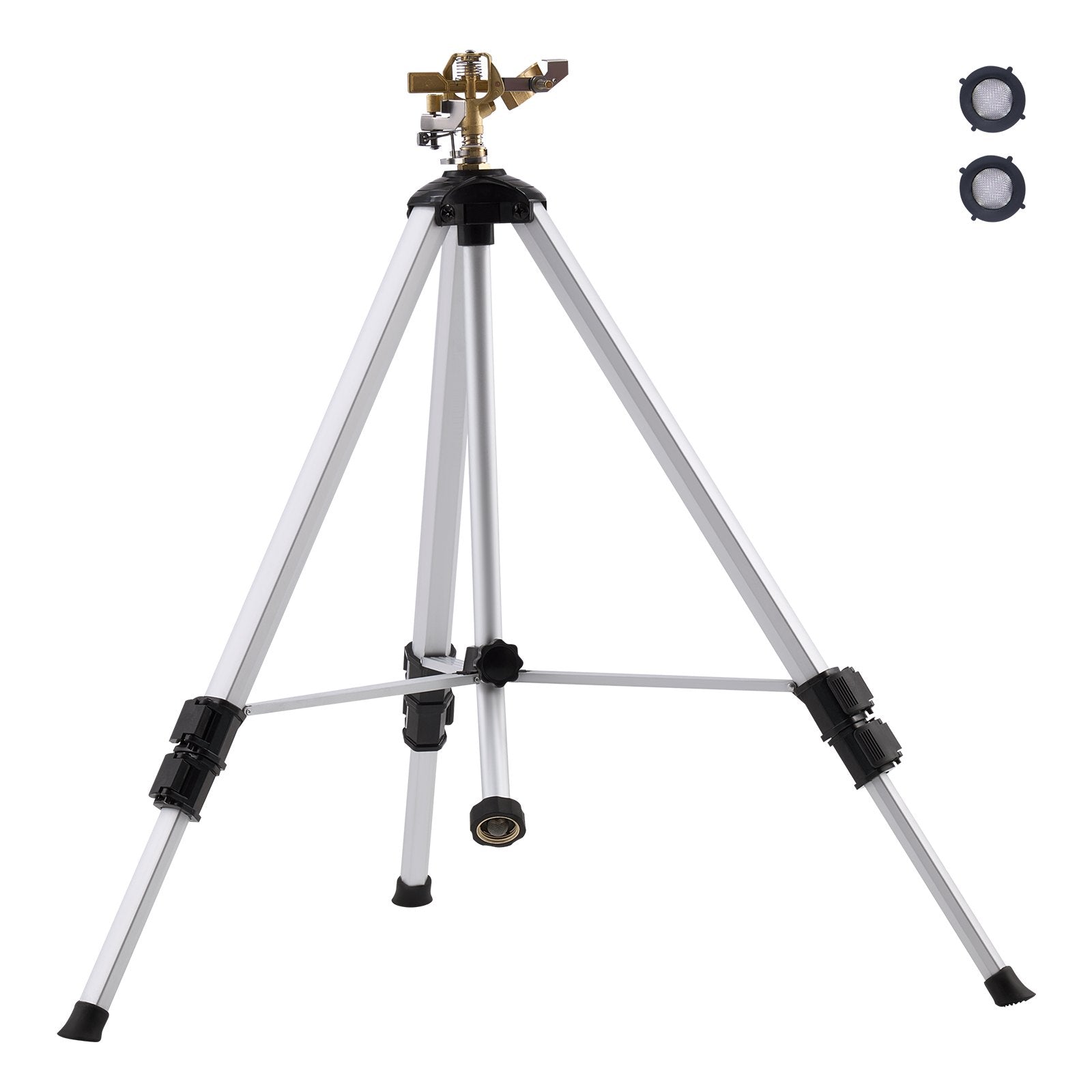 VEVOR Tripod Sprinkler 360° Spray Heavy Duty Sprinklers for Lawn Garden Gray