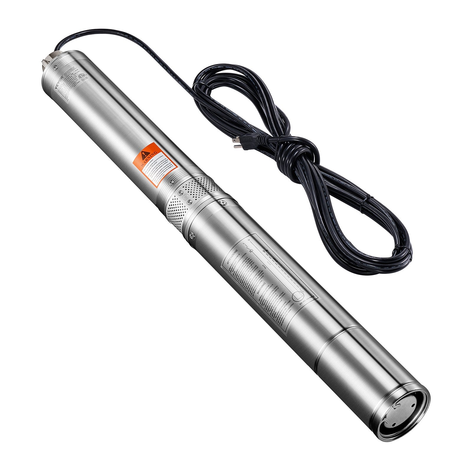 VEVOR 1.5HP Deep Well Submersible Pump Stainless Steel Water Pump 31.7GPM 276ft