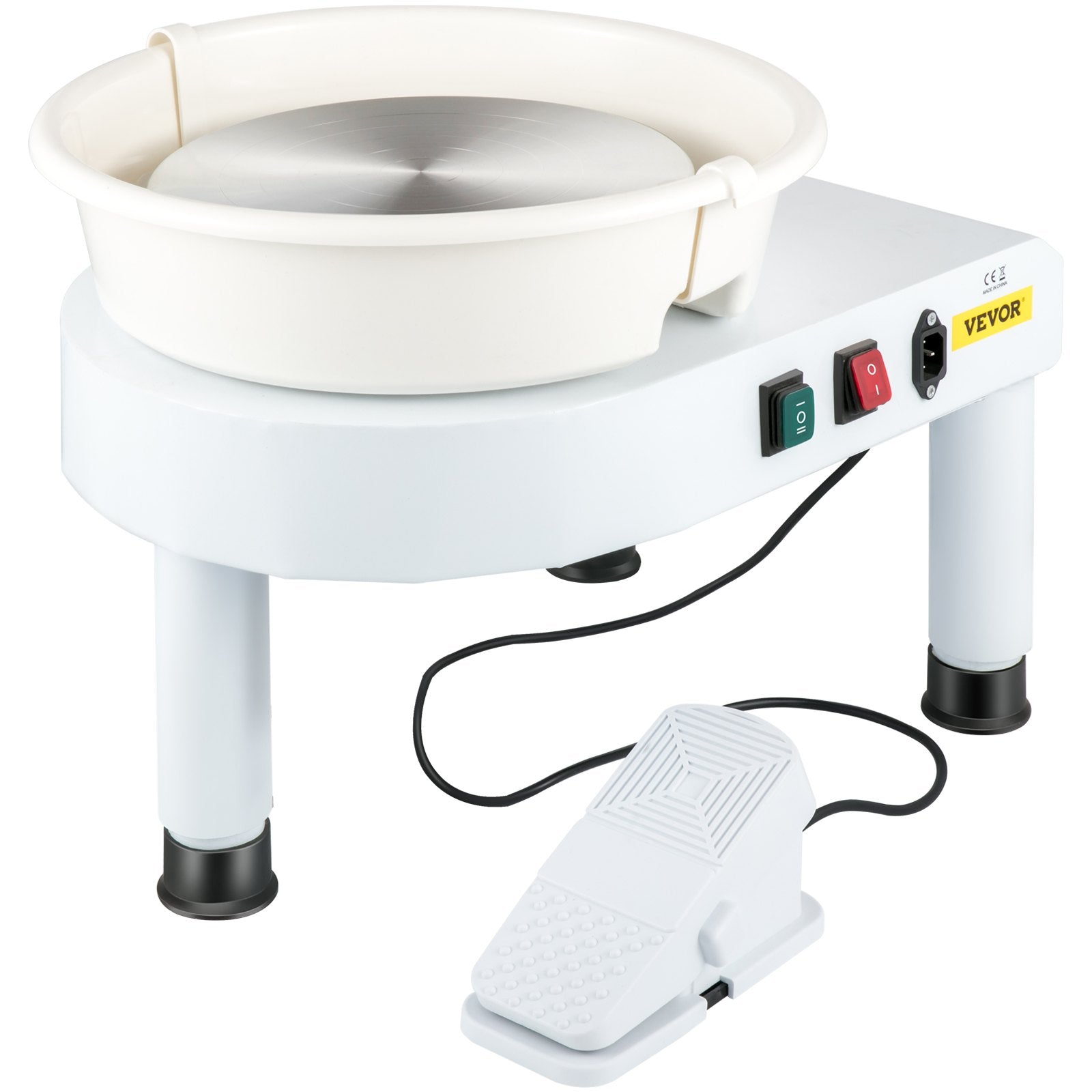 VEVOR Pottery Wheel, 14in Ceramic Wheel Forming Machine, 0-300RPM Speed Manual Adjustable 0-7.8in Lift Leg, Foot Pedal Detachable Basin, Sculpting Tool Accessory Kit for Work Art Craft DIY