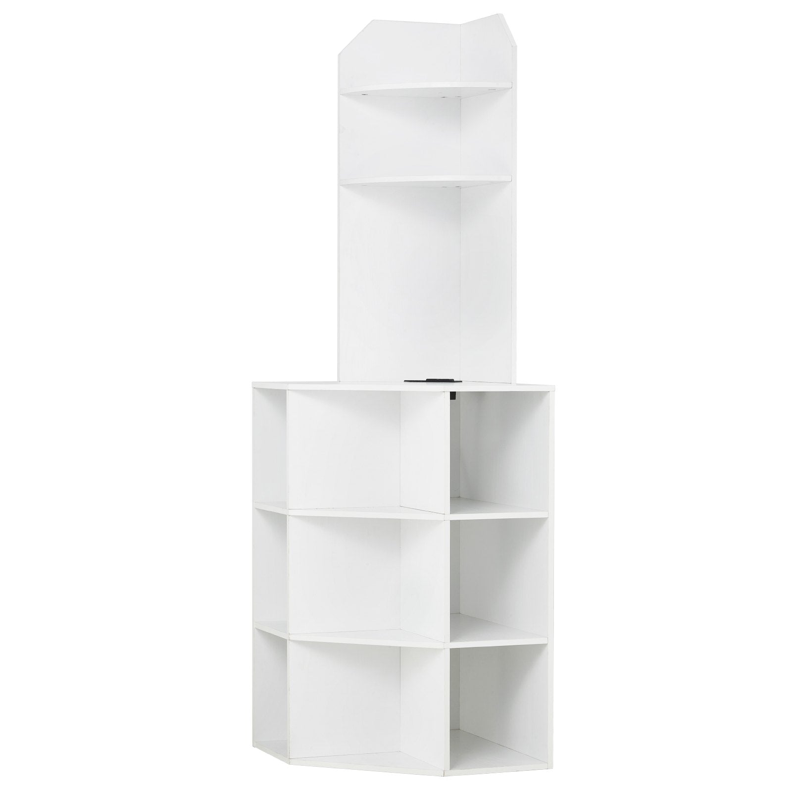 VEVOR 64" Corner Storage Cabinet with Charging Station Adjustable Shelves White