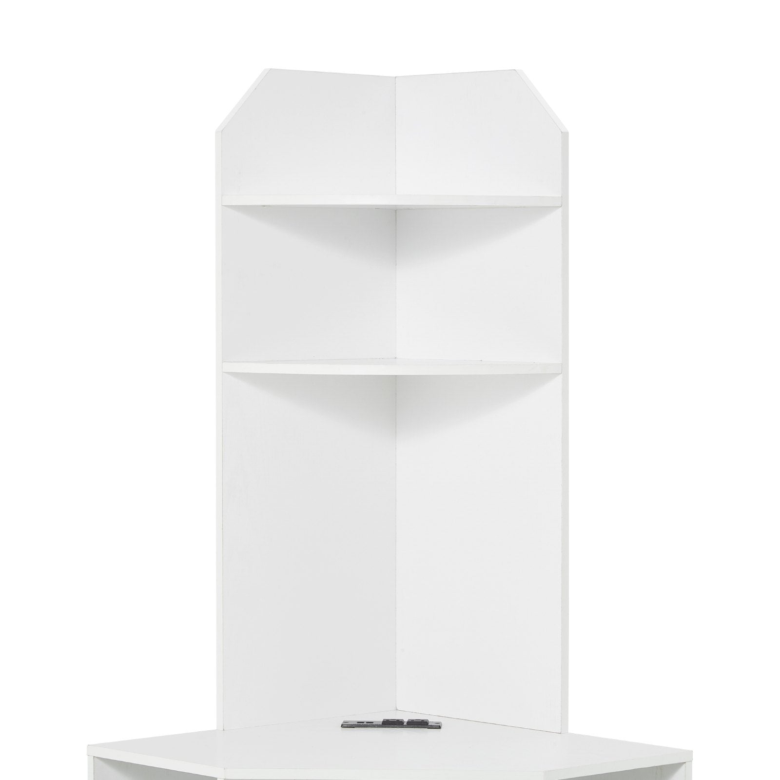 VEVOR 64" Corner Storage Cabinet with Charging Station Adjustable Shelves White