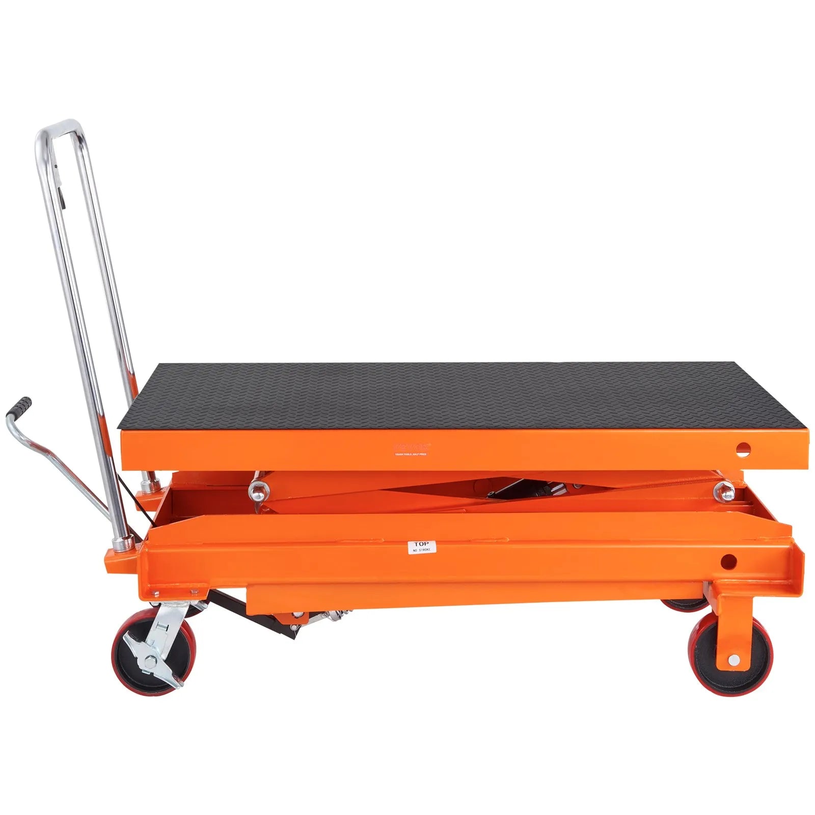 VEVOR Hydraulic Lift Table Cart, 1760lbs Capacity 59" Lifting Height, Manual Double Scissor Lift Table with 4 Wheels and Non-slip Pad, Hydraulic Scissor Cart for Material Handling and Transportation