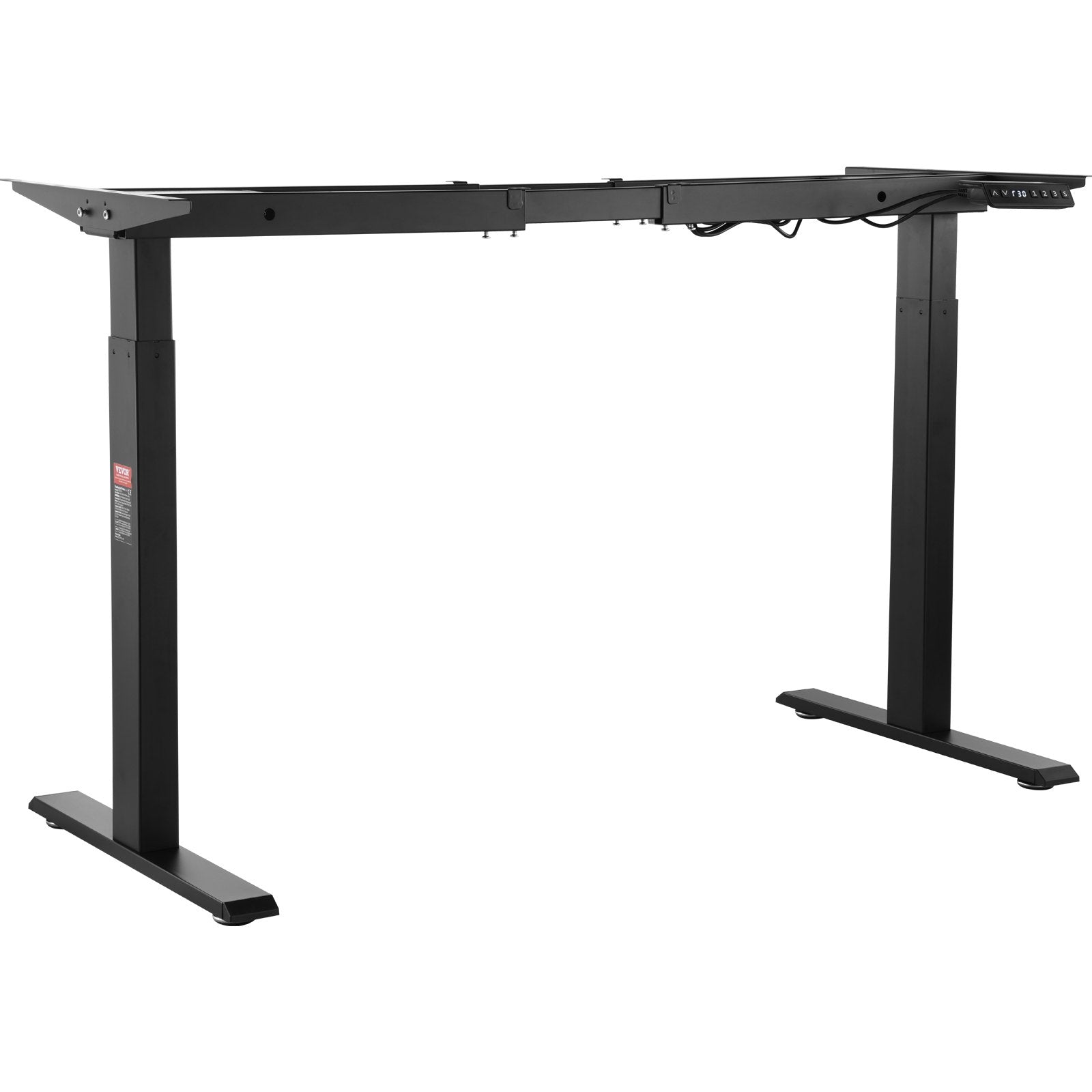VEVOR Standing Desk Frame Dual Motor, Adjustable 27.6"-46.1" Height & 43.3"-70.1" Length Electric Stand Up Computer Desk Legs, Ergonomic DIY Workstation Base for Home and Office (Black Frame Only)