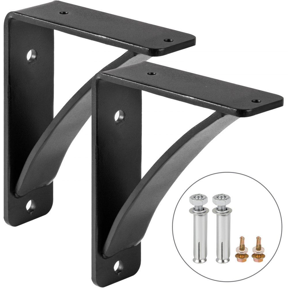 Heavy Duty Shelf Brackets, Floating Shelf Bracket 7x6x2" 450lbs 2pcs Matte Black