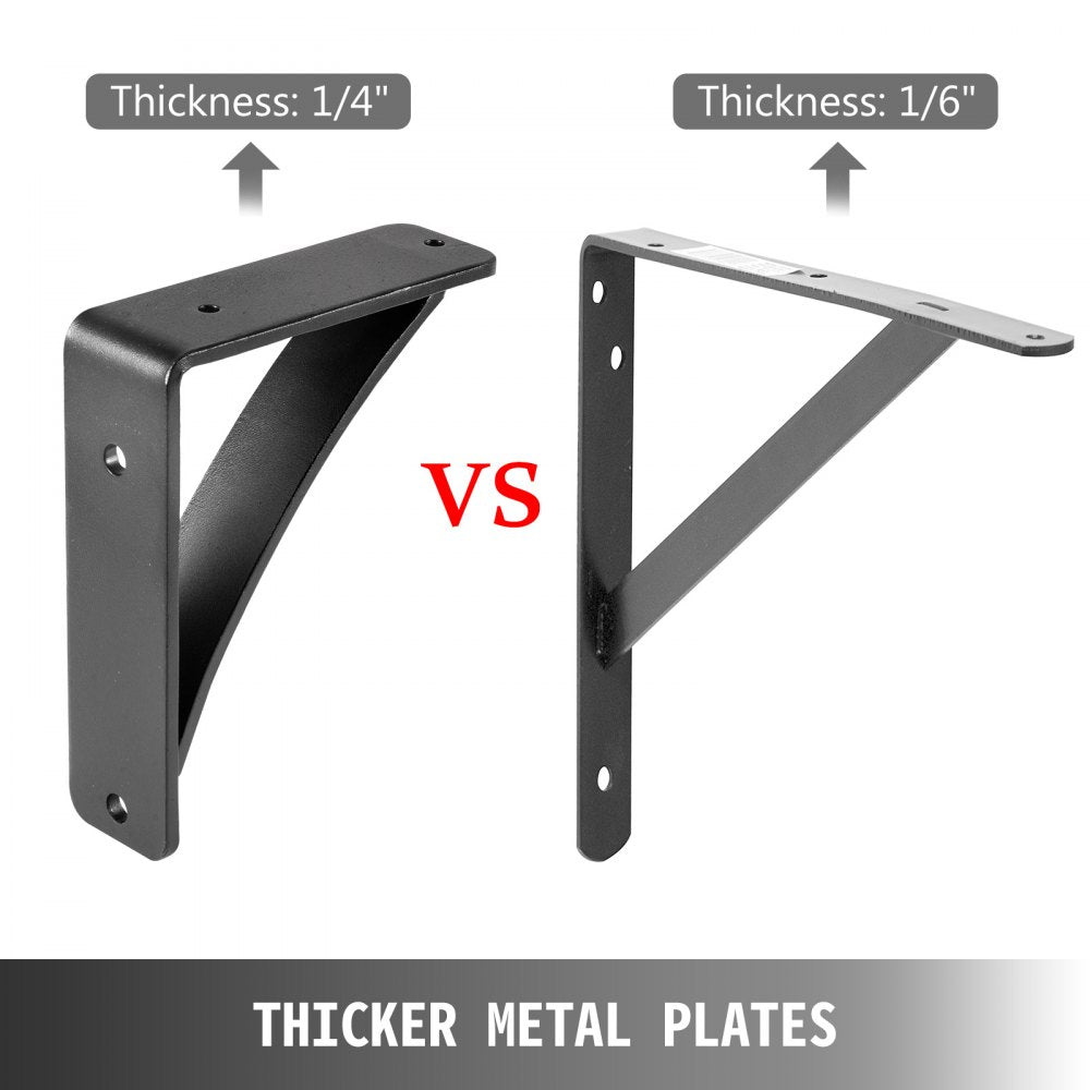 Heavy Duty Shelf Brackets, Floating Shelf Bracket 7x6x2" 450lbs 2pcs Matte Black