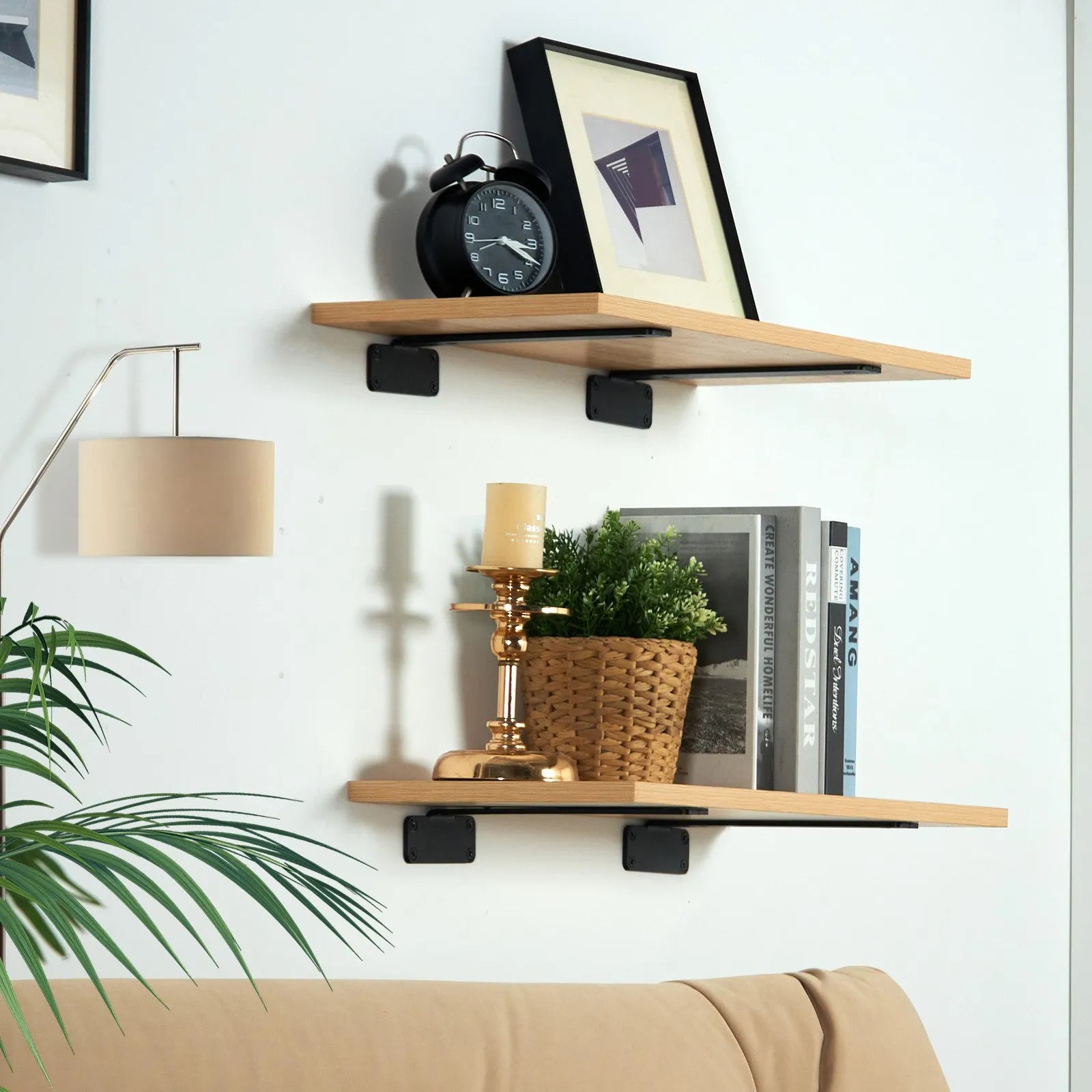 VEVOR Shelf Bracket, 12”L x 4”W x 1.6”H 6 Pcs, Heavy Duty Floating Shelf Brackets, Brackets for Shelves, 5mm Thick Matte Black L Shelf Bracket,Steel Shelving Brackets with 160 lbs Load Capacity
