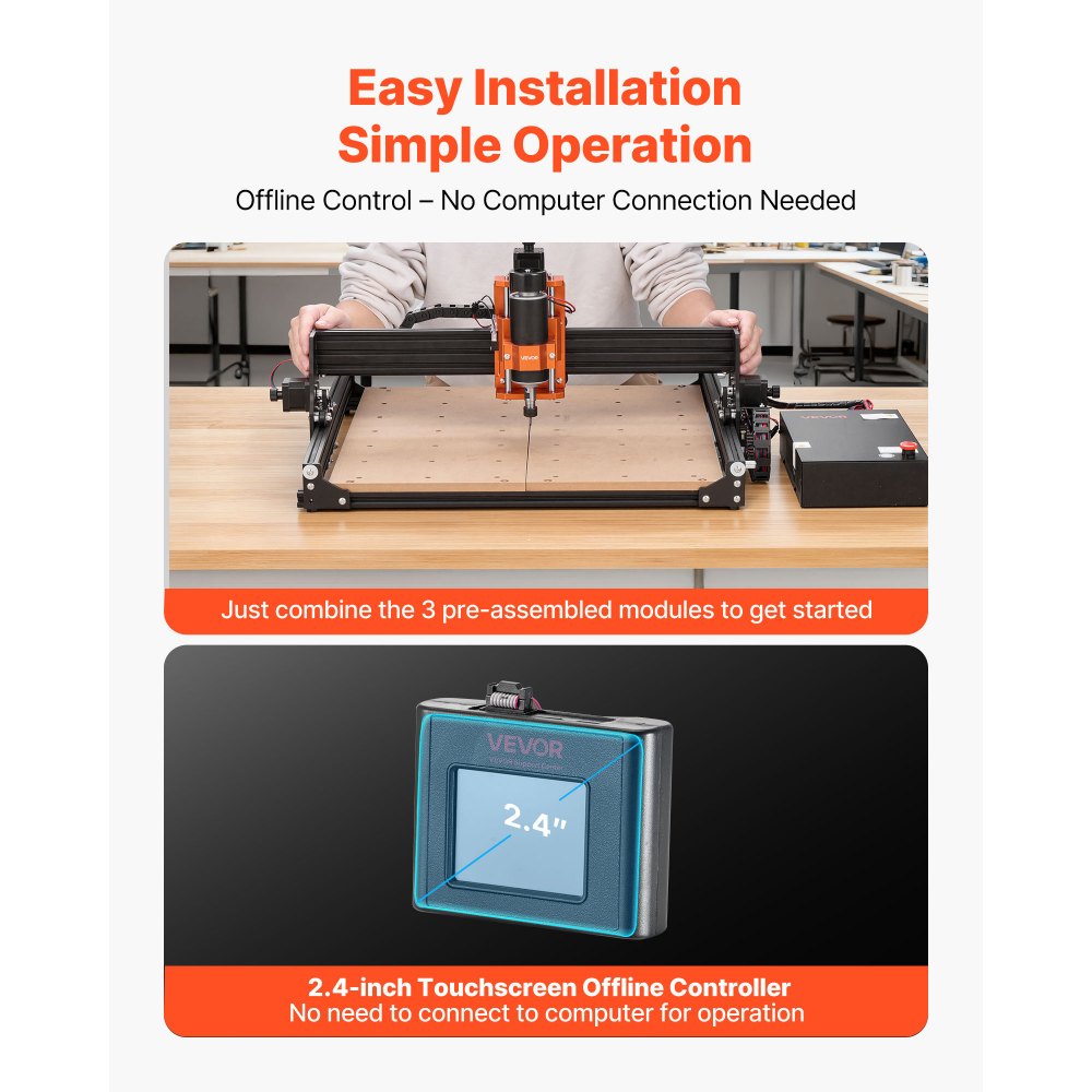 VEVOR CNC Router Machine – 300W Spindle | Large 400×400 mm Work Area