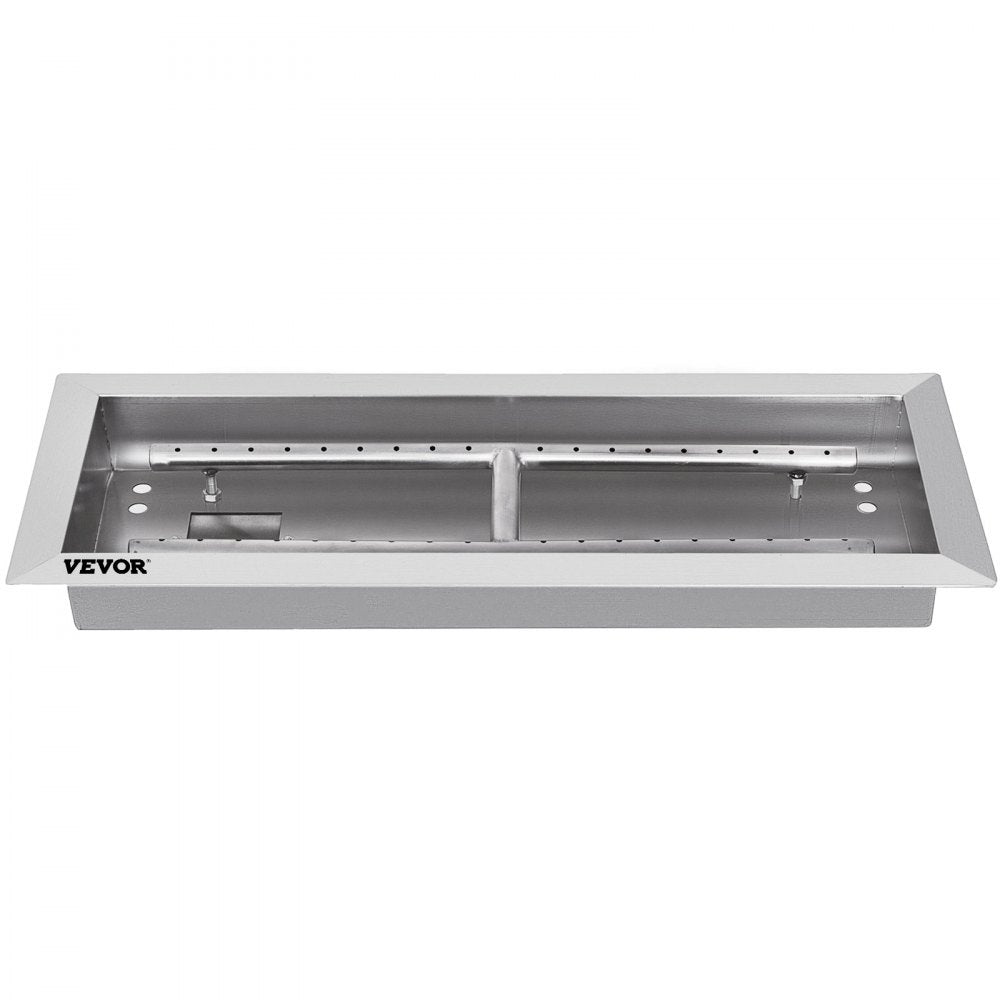 VEVOR Fire Pit Pan Stainless Steel Rectangular Fire Pit Pan and Burner 20x8 inch, Built-in Fire Pit Pan Both for Propane Gas & Natural Gas Suitable for Indoor & Outdoor Use