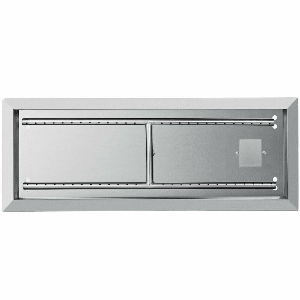 VEVOR 25.5x10 inch Fire Pit Pan Stainless Steel Rectangular Fire Pit Pan and Burner, 201 Series SS 90000 BTU Max, Built-in Fire Pit Pan Both for Propane Gas & Natural Gas Suitable for Indoor & Outdoor Use