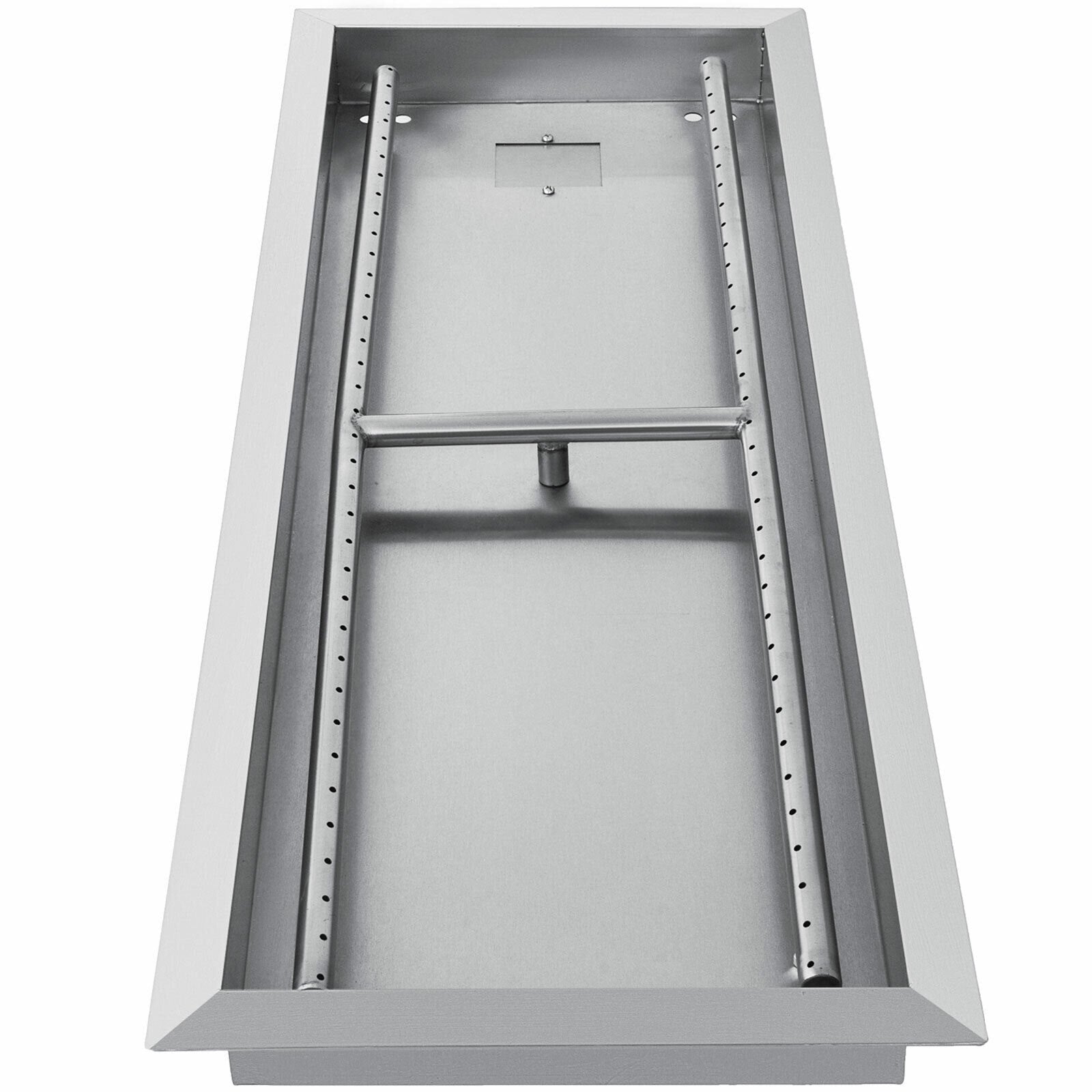 VEVOR Fire Pit Pan 31.5x12 Inch, Stainless Steel Rectangular Fire Pit Pan and Burner, Built-in Fire Pit Pan with H-Burner, 90K BTU