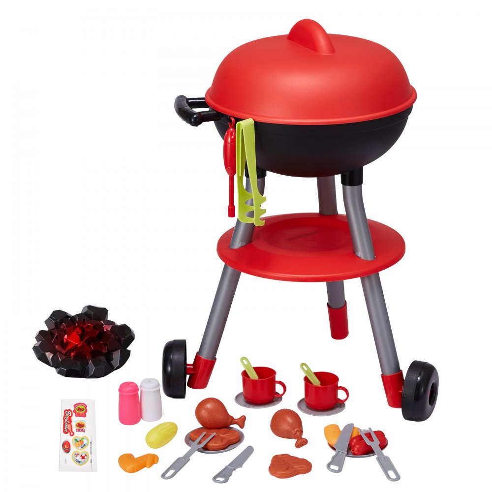 VEVOR 28 PCS Kids BBQ Grill Playset Cooking Grill Toy Set Pretend Sound Light