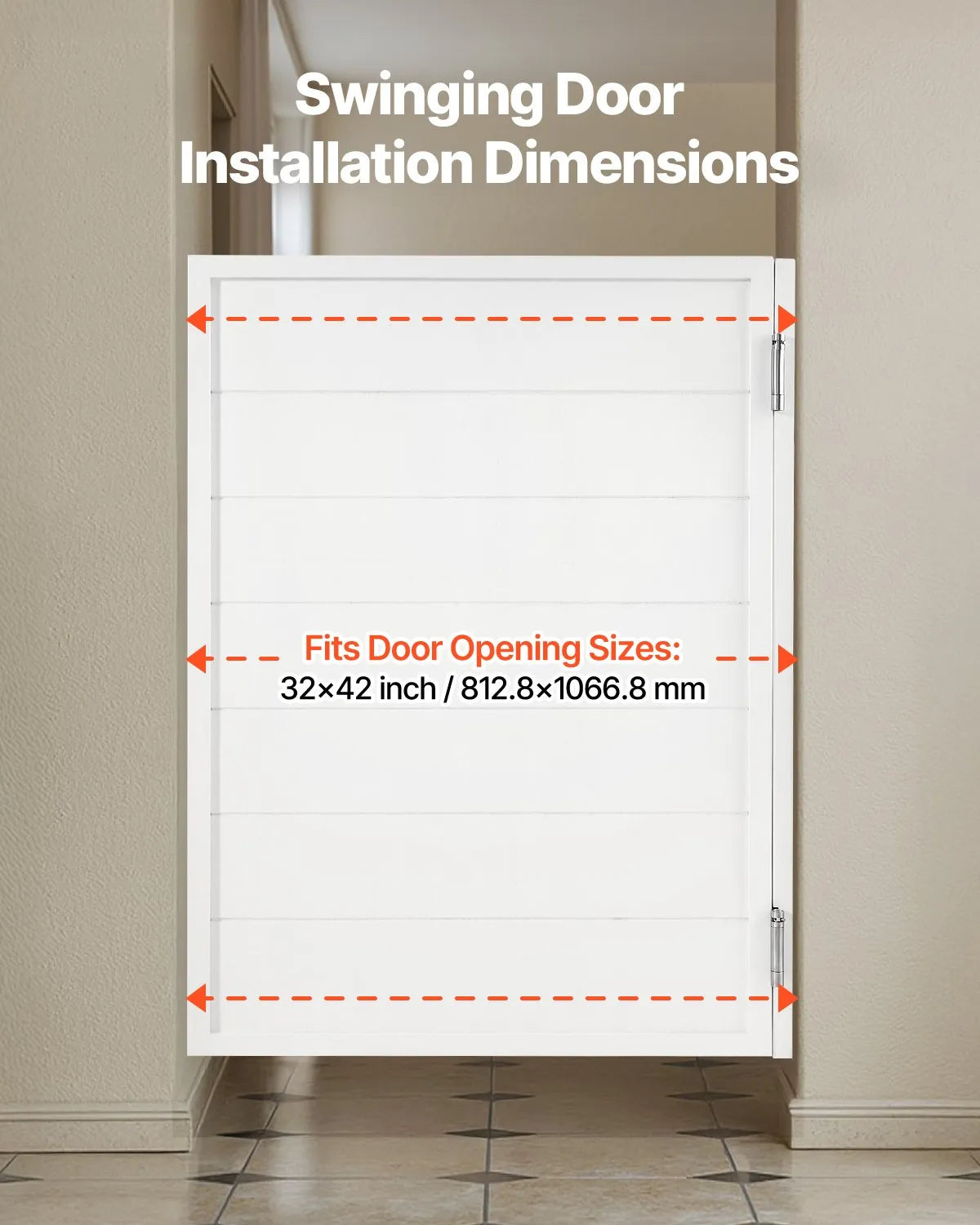 VEVOR Swinging Cafe Doors 32" x 42" Pine Wood White with Hinges & Hardware