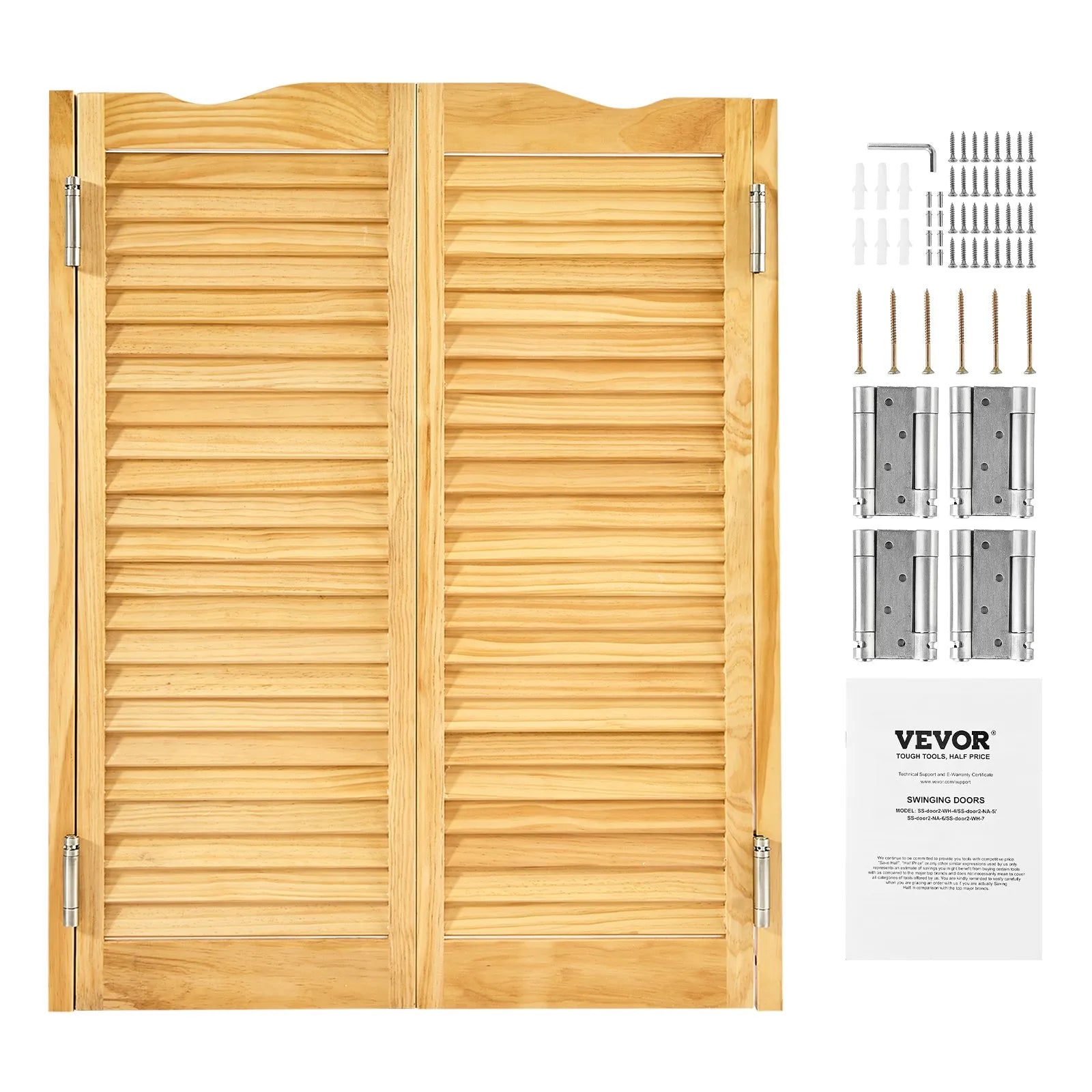 VEVOR Swinging Cafe Doors 32" x 42" Arched Top Pine Wood with Hinges Log