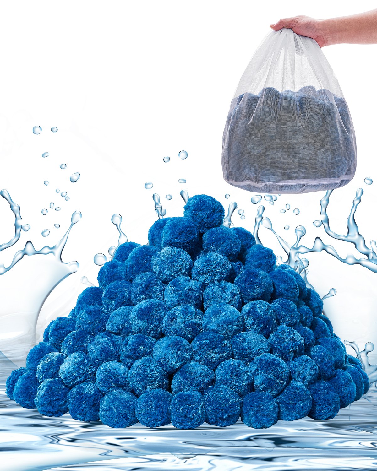 VEVOR Pool Filter Balls for Sand Filter Pump Swimming Pool 3.1 lbs Reusable Blue