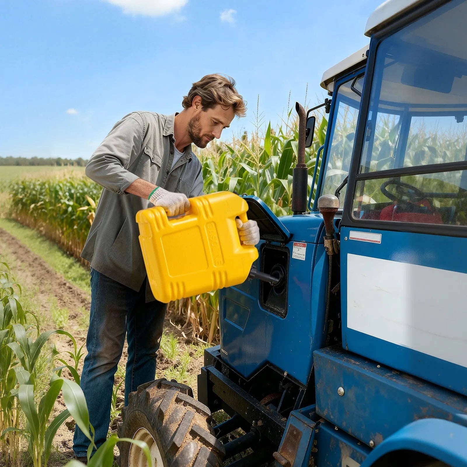 VEVOR Fuel Container, 5 Gallon, Gas Tank with Spout & Clear Scale, 15 L/min Max Flow Rate, Secure & Leak-proof, Portable Flat Fluid Container for Most Cars Motorcycle SUV ATV UTV, Yellow, 1 Pack