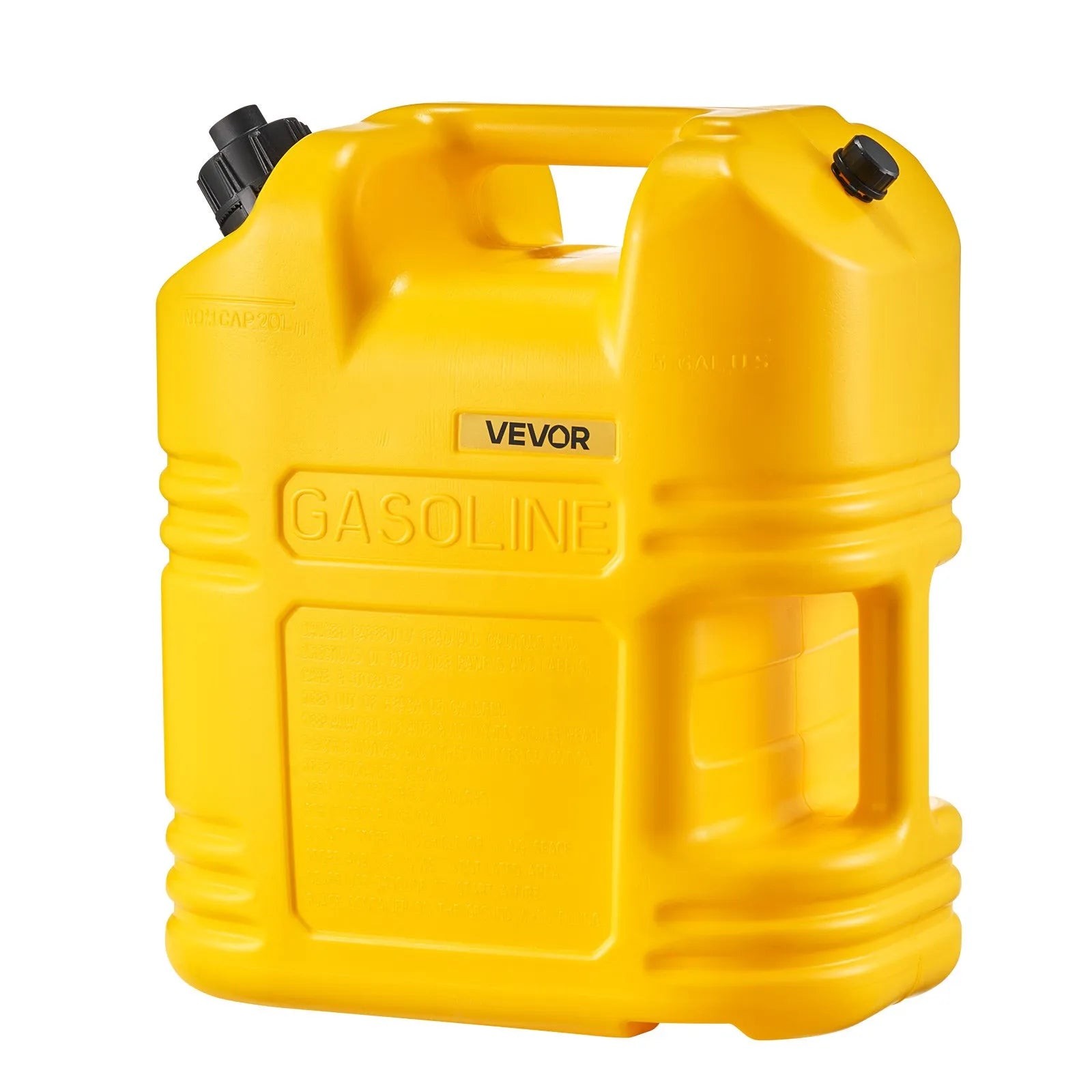 VEVOR Fuel Container, 5 Gallon, Gas Tank with Spout & Clear Scale, 15 L/min Max Flow Rate, Secure & Leak-proof, Portable Flat Fluid Container for Most Cars Motorcycle SUV ATV UTV, Yellow, 1 Pack