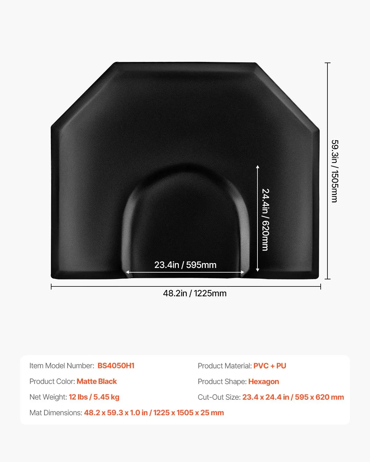 VEVOR Salon Mat for Hair Stylist 4 x 5 FT Hexagon Salon Chair Mat 1-inch Thick