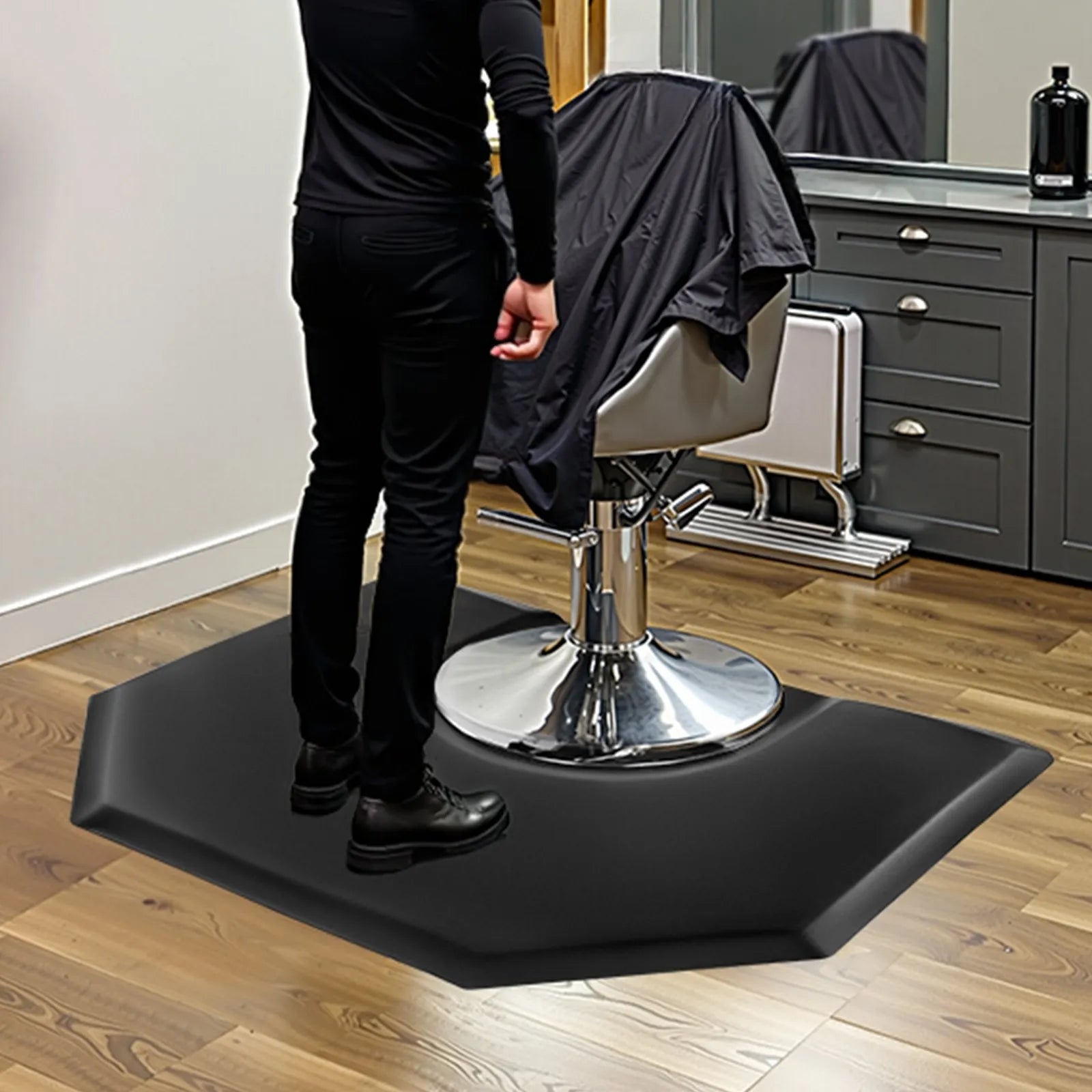 VEVOR Salon Mat for Hair Stylist 4 x 5 FT Hexagon Salon Chair Mat 1-inch Thick
