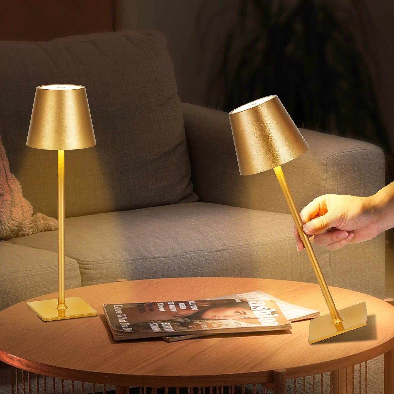 VEVOR Cordless Table Lamp 2-Pack 5200mAh Rechargeable Battery Desk Lamp Gold