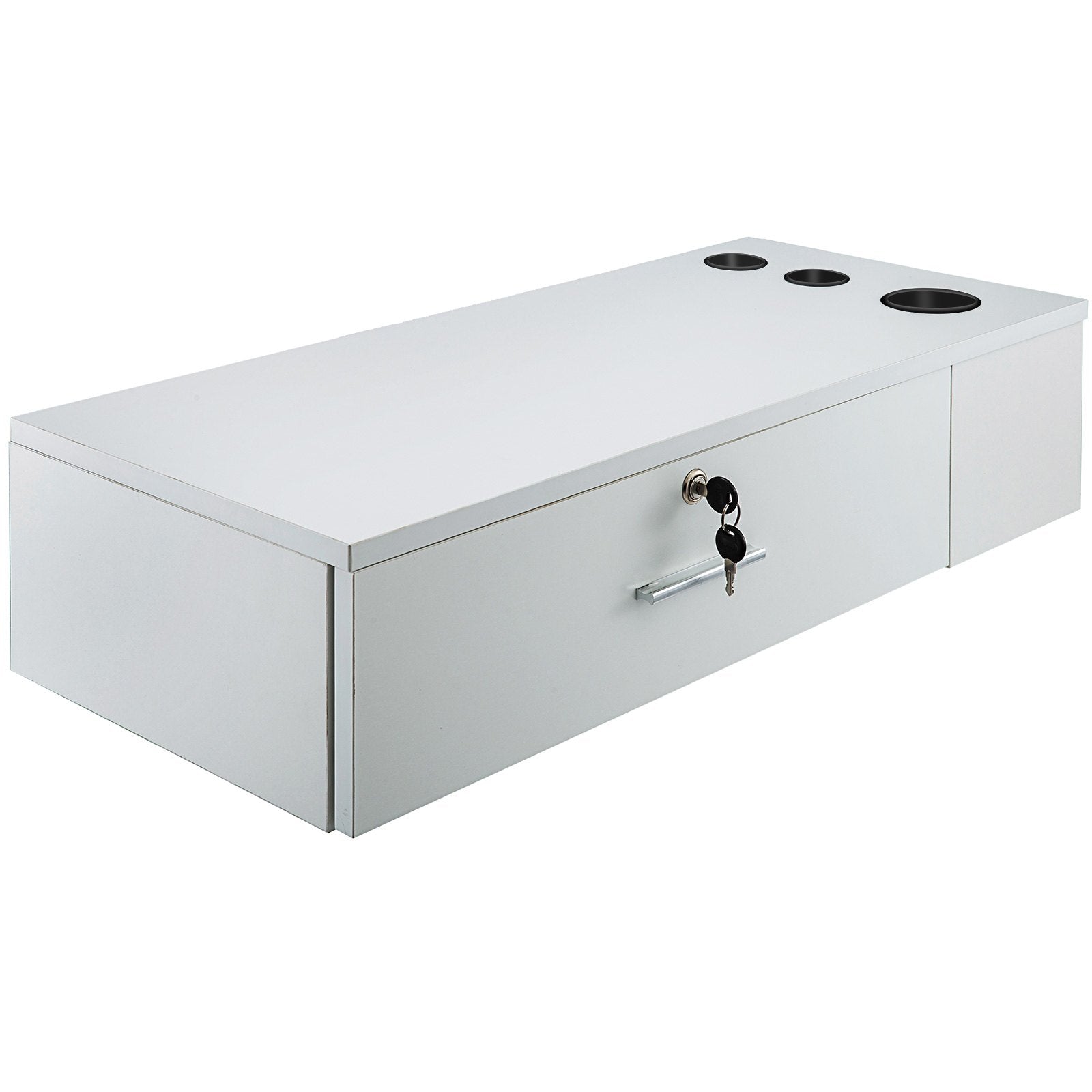 VEVOR Salon Station White Salon Wall Mount Stations Salon Cabinet Wall Mount Stations Hair Styling Classic Locking Single Drawer Storage Beauty Salon Spa Equipment Barber Stations