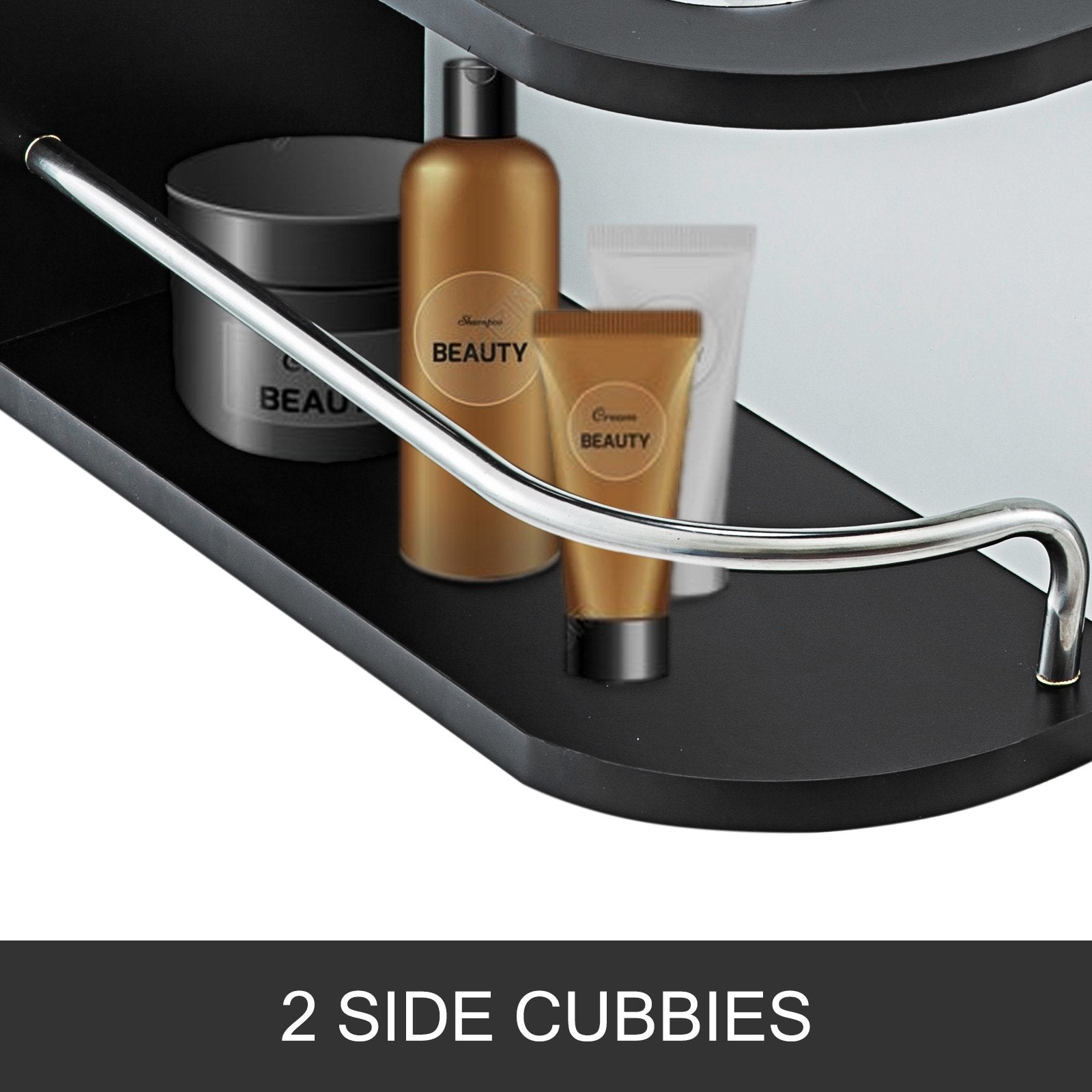 VEVOR Black Salon Wall Mount Styling Station Classic Locking 2 Drawers Storage Beauty Salon Spa Equipment Barber Station