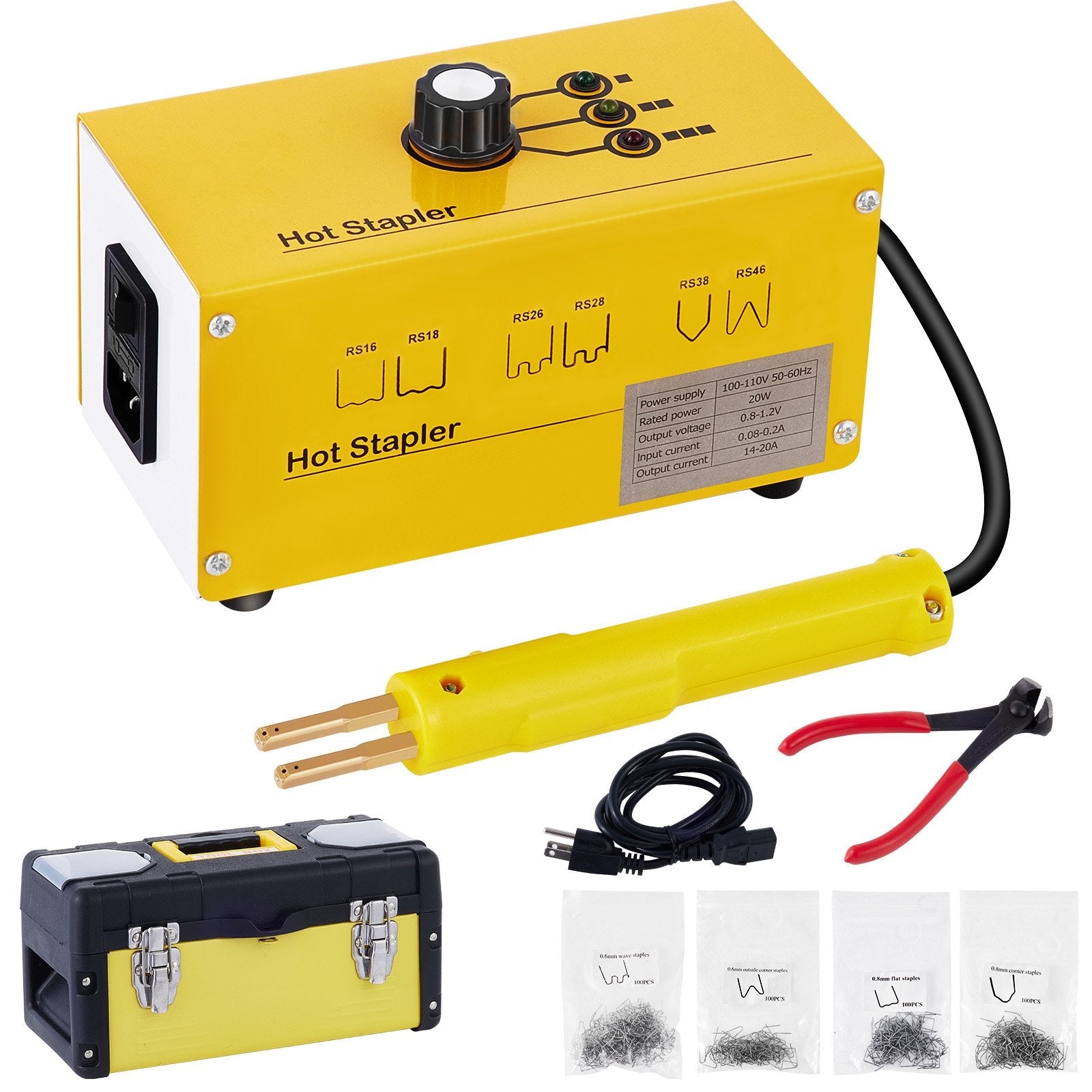 VEVOR Hot Stapler Plastic Repair Kit 600 Staples Tool Box 20W Plastic Welder Kit for Plastic Repair Thermo Repair (600 Staples)