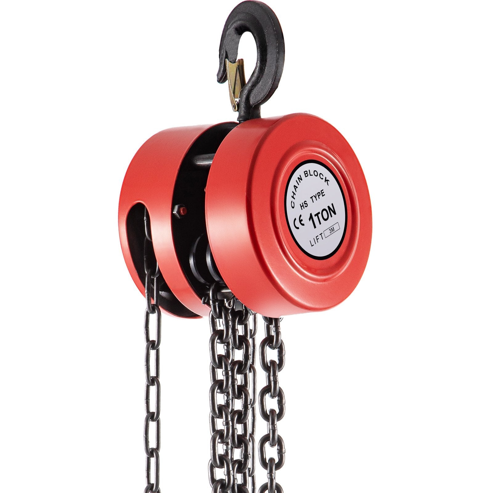 VEVOR Hand Chain Hoist, 2200 lbs /1 Ton Capacity Chain Block, 10ft/3m Lift Manual Hand Chain Block, Manual Hoist w/ Industrial-Grade Steel Construction for Lifting Good in Transport & Workshop, Red