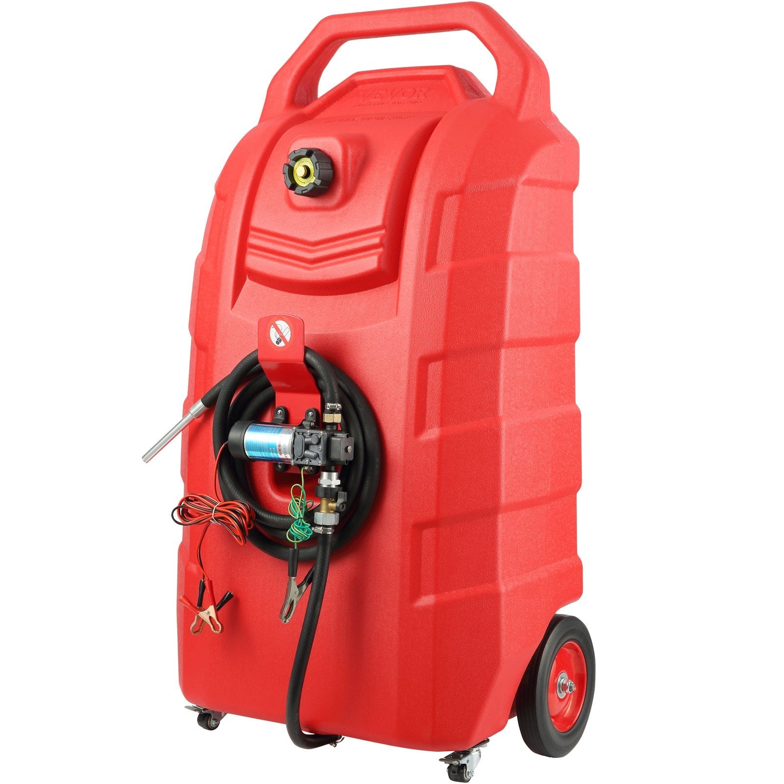 VEVOR Fuel Caddy, 32 Gallon, Portable Fuel Storage Tank On-Wheels, with 12V DC Transfer Pump, Gasoline Diesel Fuel Container with 8.2 ft Hose, Flow Rate 7L/min, for Trucks, Boats, Lawn Mowers