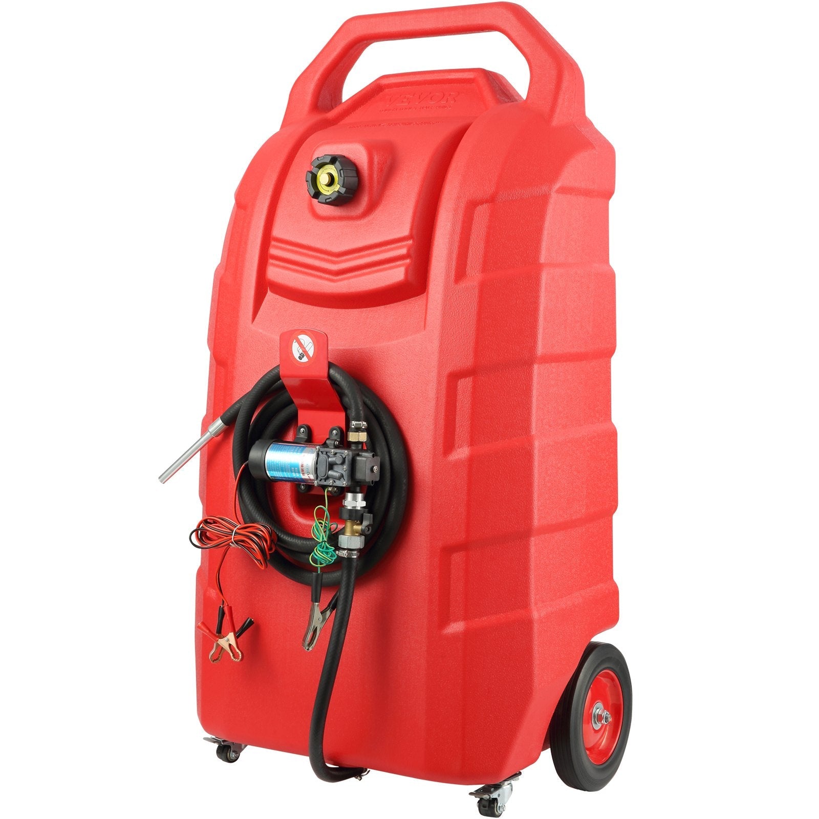 VEVOR Fuel Caddy, 32 Gallon, Portable Fuel Storage Tank On-Wheels, with 12V DC Transfer Pump, Gasoline Diesel Fuel Container with 8.2 ft Hose, Flow Rate 7L/min, for Trucks, Boats, Lawn Mowers