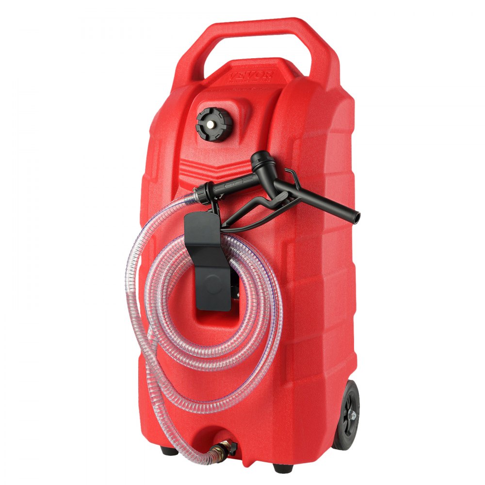 VEVOR 16 Gallon Fuel Caddy, 7.8 L/min, Portable Gas Storage Tank Container with Hand Pump Rubber Wheels, Fuel Transfer Storage Tank for Gasoline Diesel Machine Oil Car Mowers Tractor Boat Motorcycle