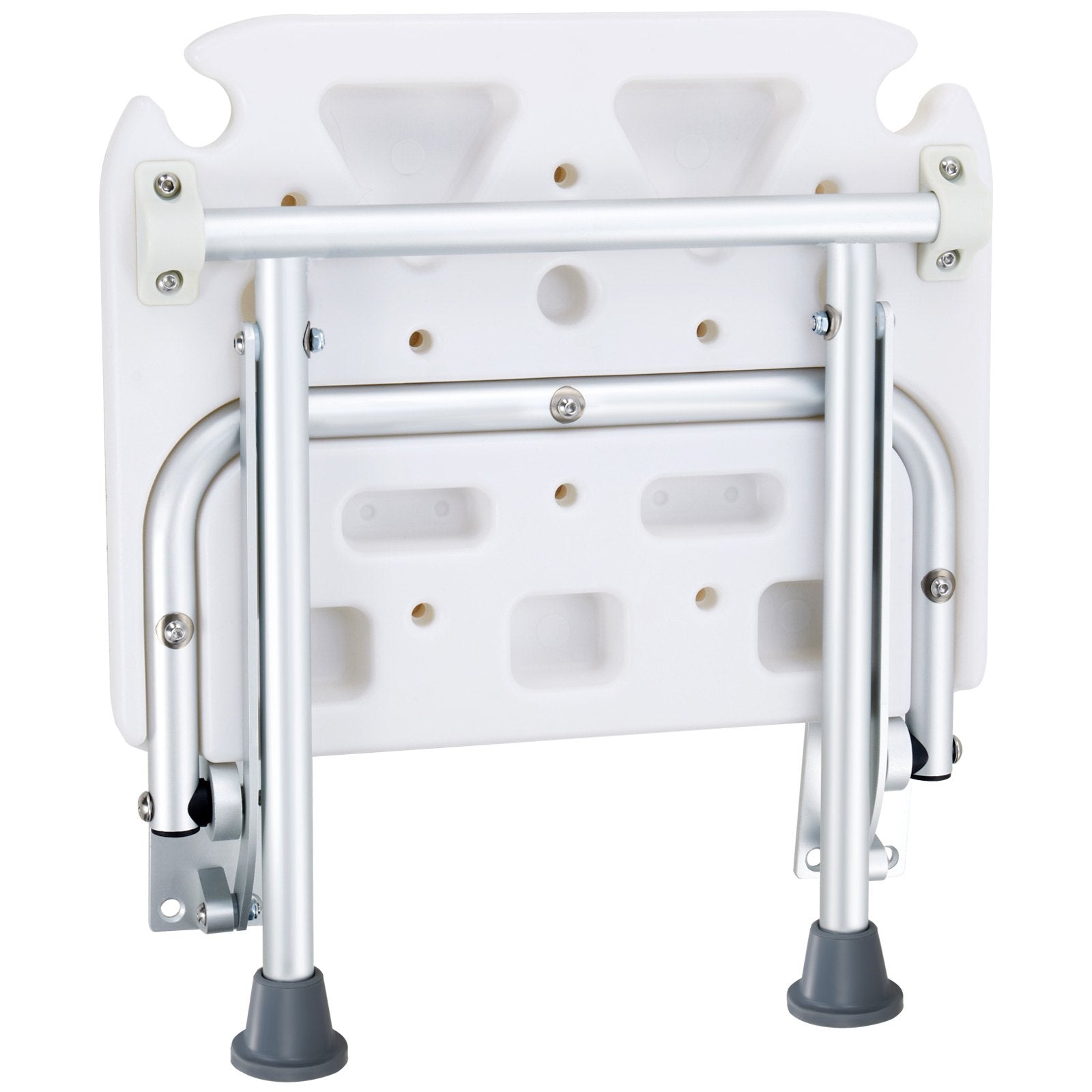 VEVOR Folding PE Shower Seat, 15.7'' x 14.8'' Unfolded, Wall Mounted Fold Up Shower Bench with 500 lbs Load Capacity, Space Saving Fold Down Shower Chair for Seniors Pregnant Women Children Adults