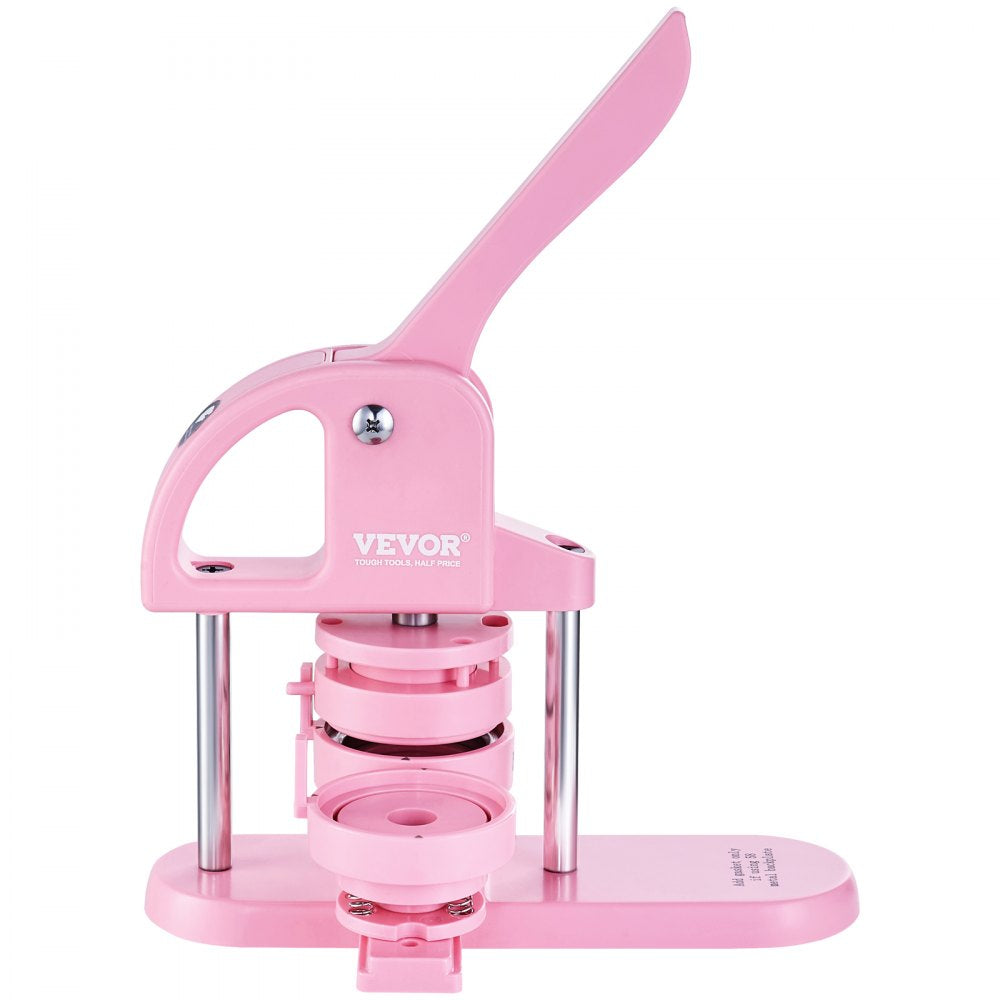 VEVOR Button Maker, 1/1.25/2.28 inch(25/32/58mm) 3-IN-1 Pin Maker, 300pcs Button Parts, Button Maker Machine with Panda Magic Book, Ergonomic Arc Handle Punch Press Kit, For Children DIY Gifts, Pink