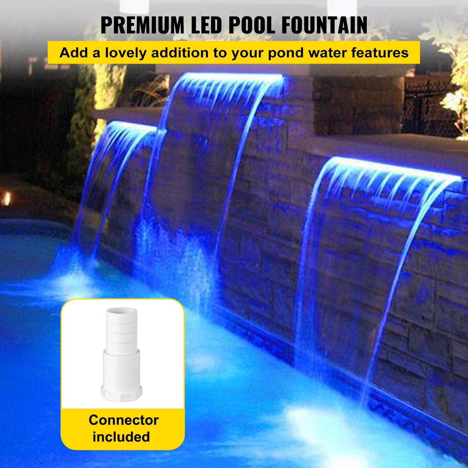 Vevor Fountain Spillway Waterfall Pool LED Lighted Spillway - Blue