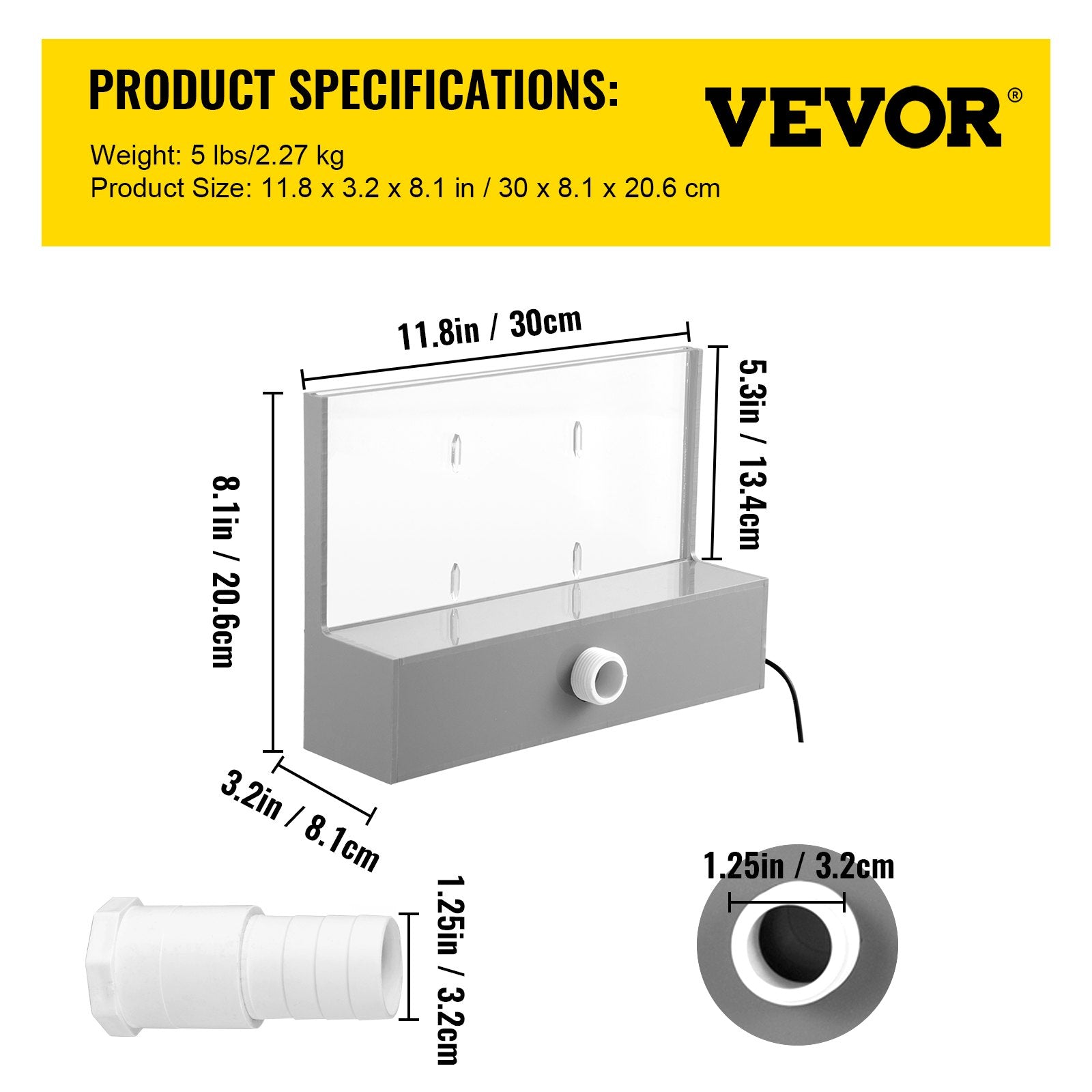 Vevor Fountain Spillway Waterfall Pool LED Lighted Spillway - Blue